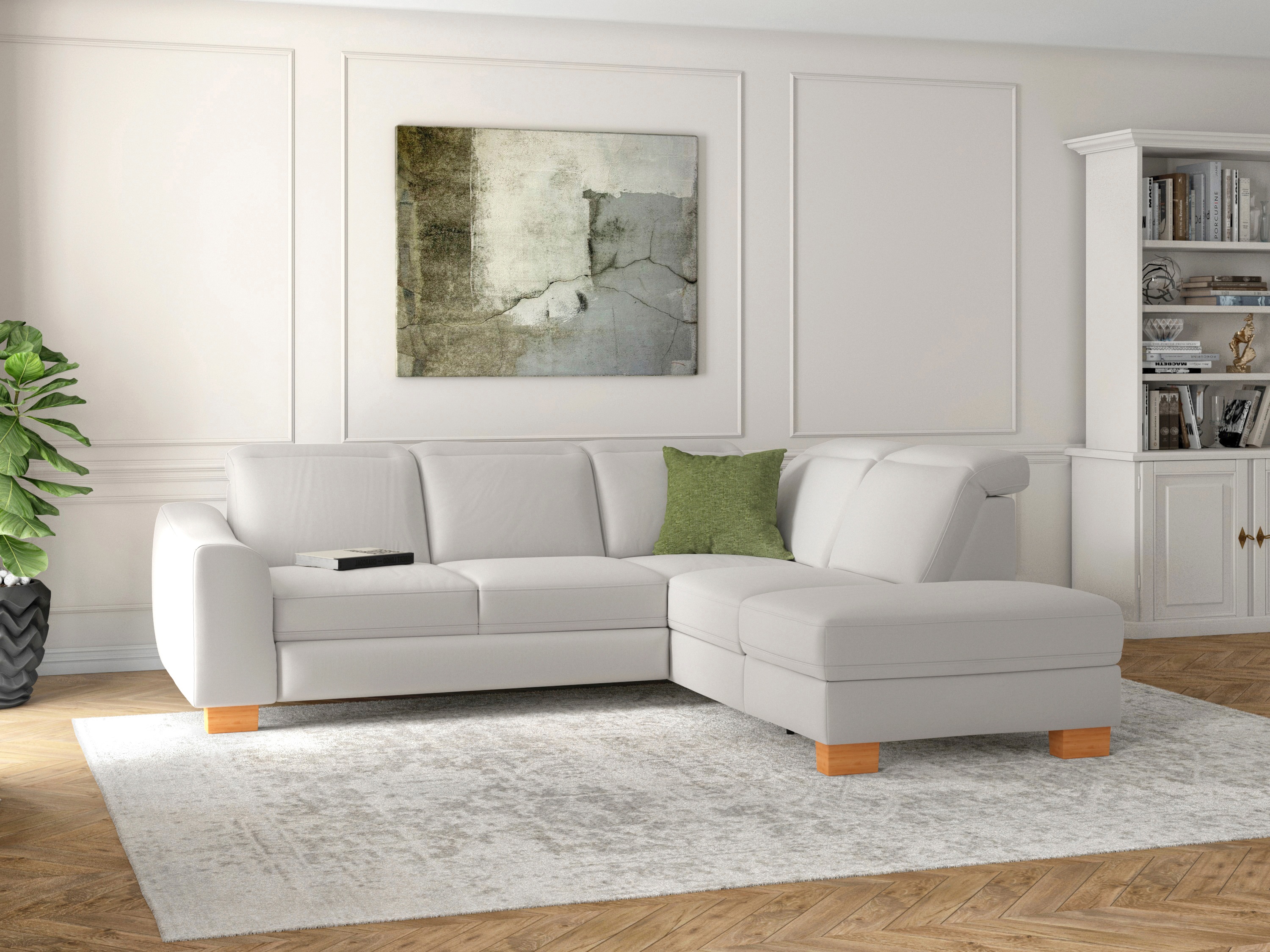 Thumbnail - sit&more Ecksofa "Dundee L-Form" mit Federkern und Massivholzfüßen, wahlweise mit Kopfteilverstellung