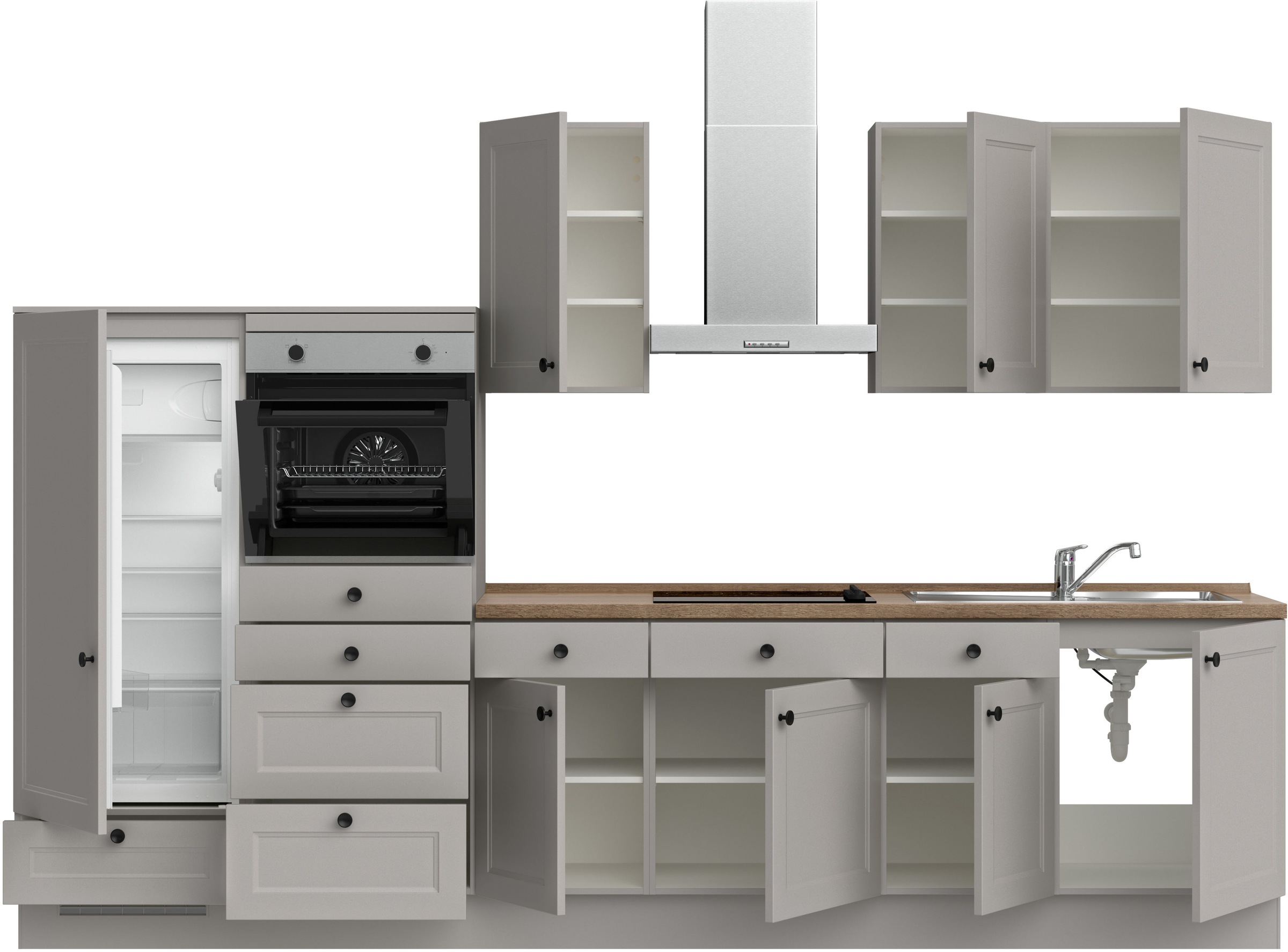 nobilia® Küchenzeile »"Cascada I"«, vormontiert, Ausrichtung wählbar, Breite 330 cm, wahlw. mit E-Geräten