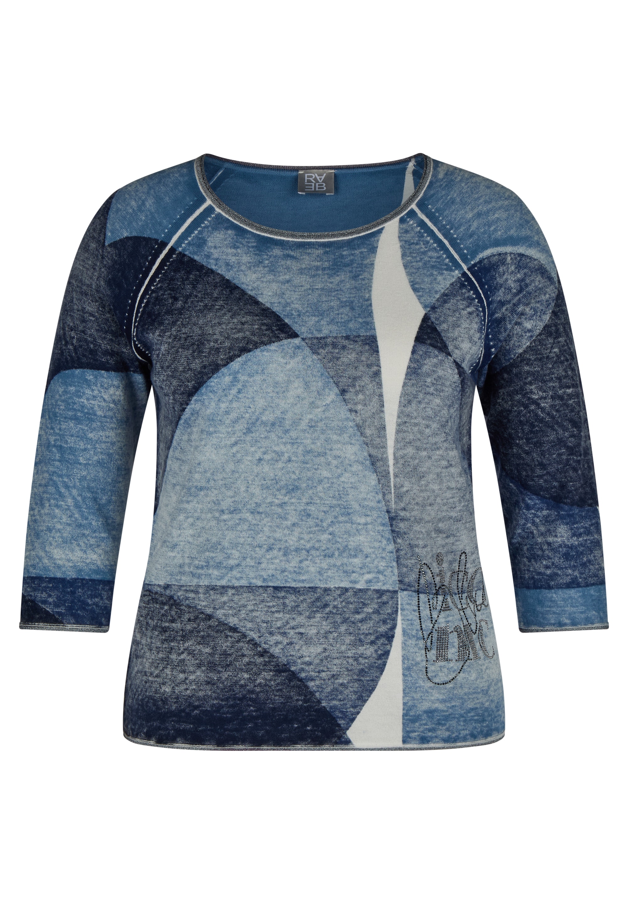 Rabe 3/4 Arm-Pullover mit Rundhalsausschnitt / Grafischer Print / Glitzer-Details