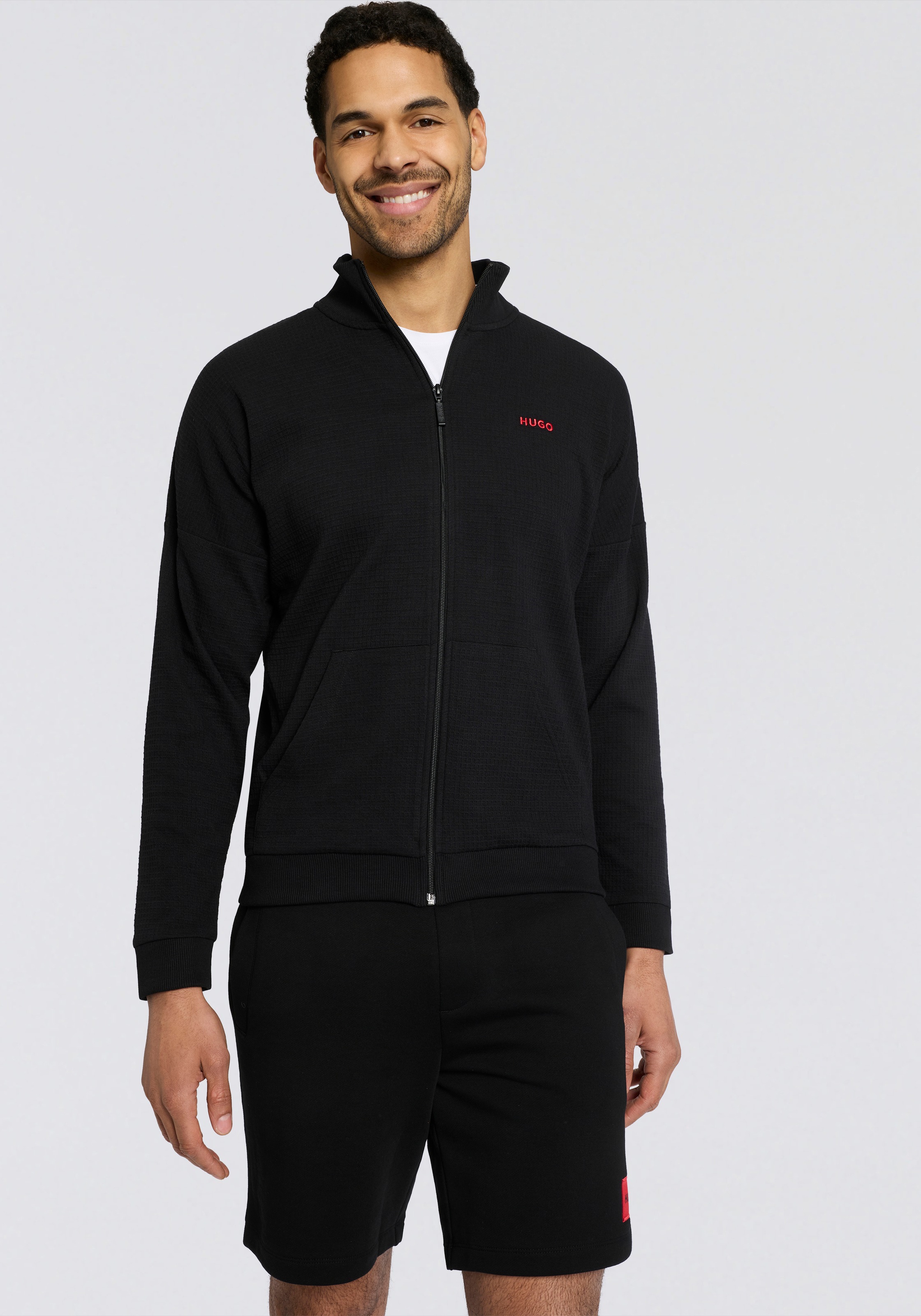 HUGO Underwear Sweatjacke mit Stehkragen, mit feiner Struktur günstig online kaufen