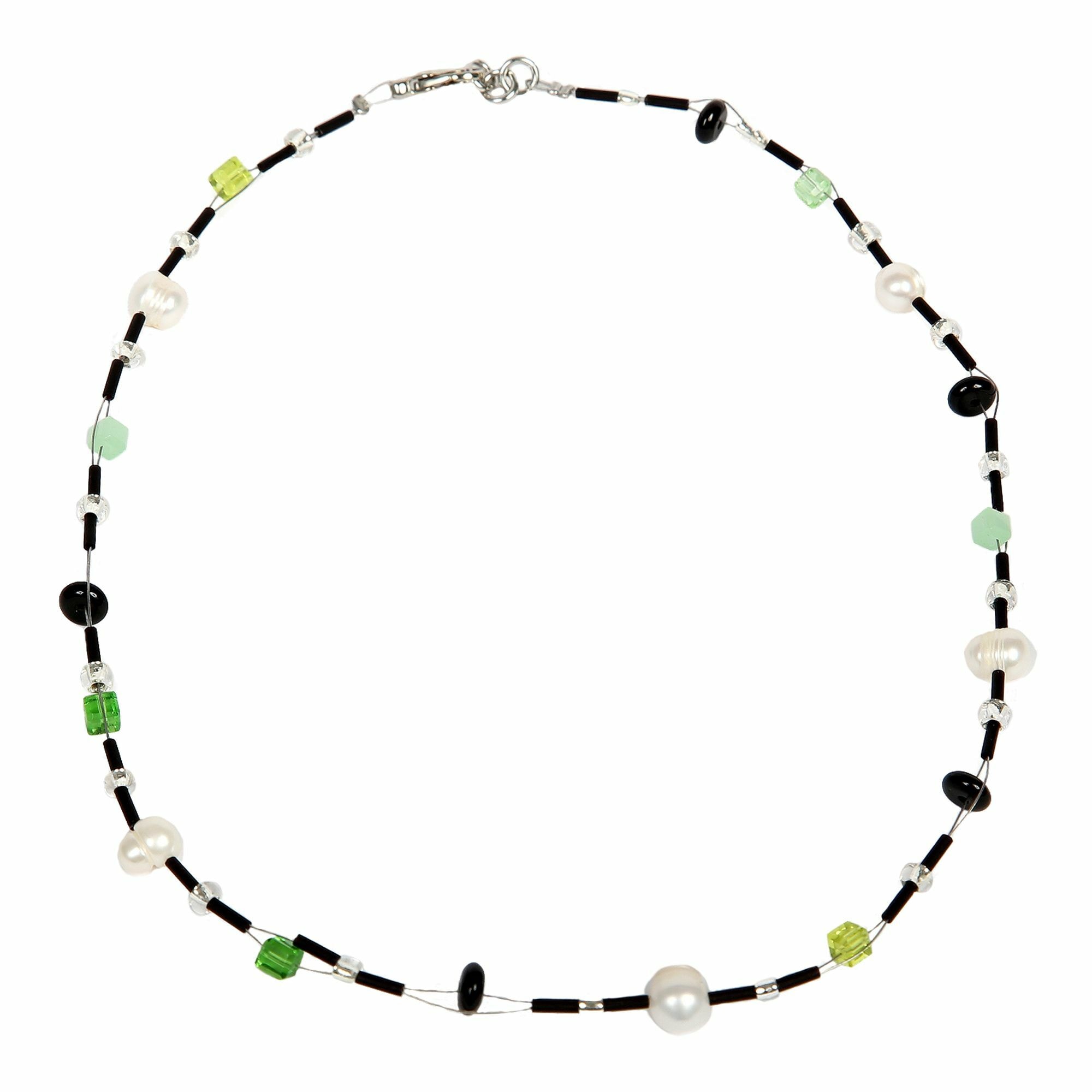 Collierkettchen »Edelstahl Perle Onyx Acryl Kristall«