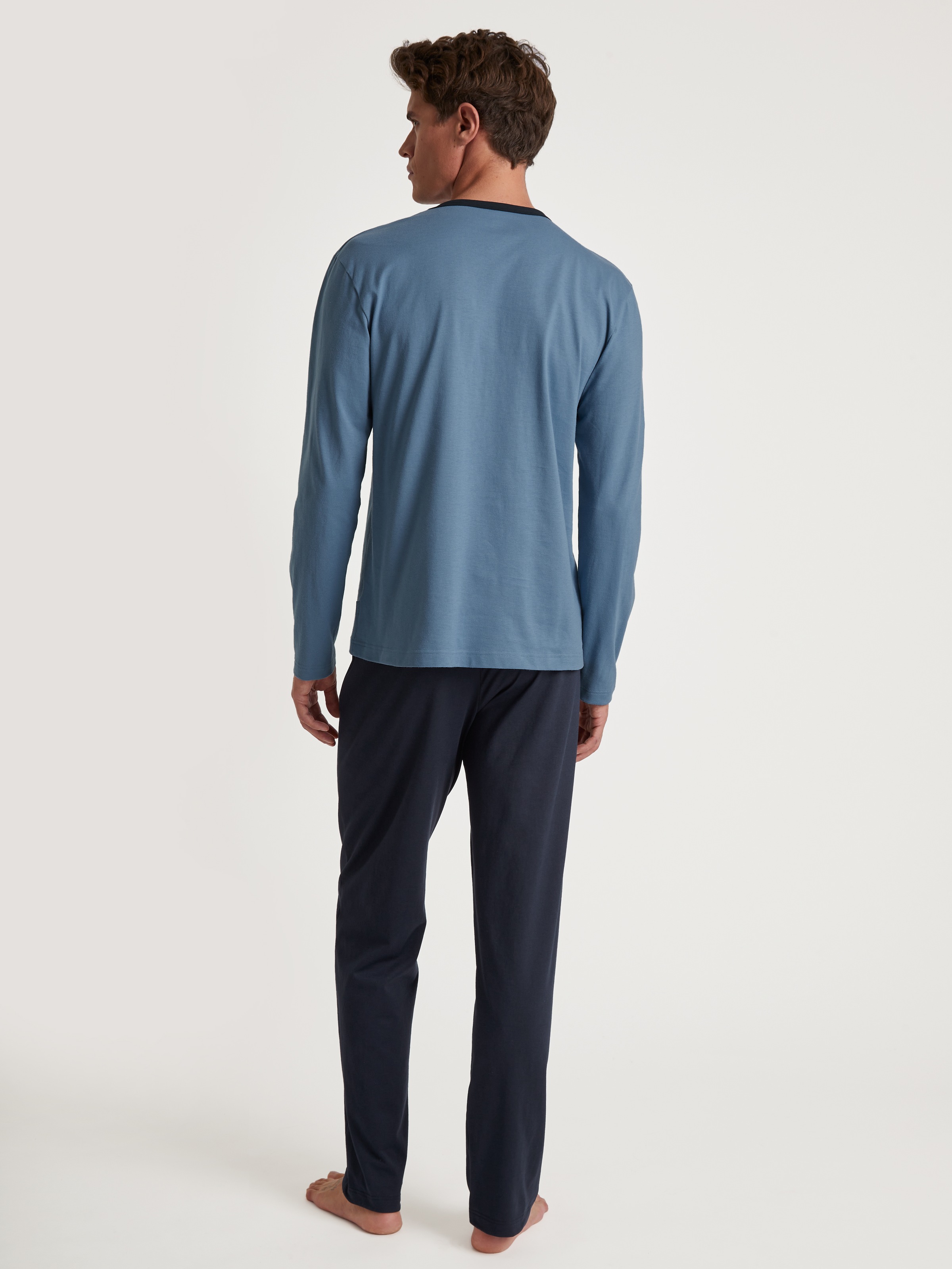 Shorty CALIDA "Relax Streamline 1", Damen, Gr. XXL (58/60), retro blau, Interlock, Obermaterial: 100% Baumwolle, bequem kurz, V-Ausschnitt, Homewear-Sets Shorty, weich, Interlock-Qualität, kurze Ärmel 6