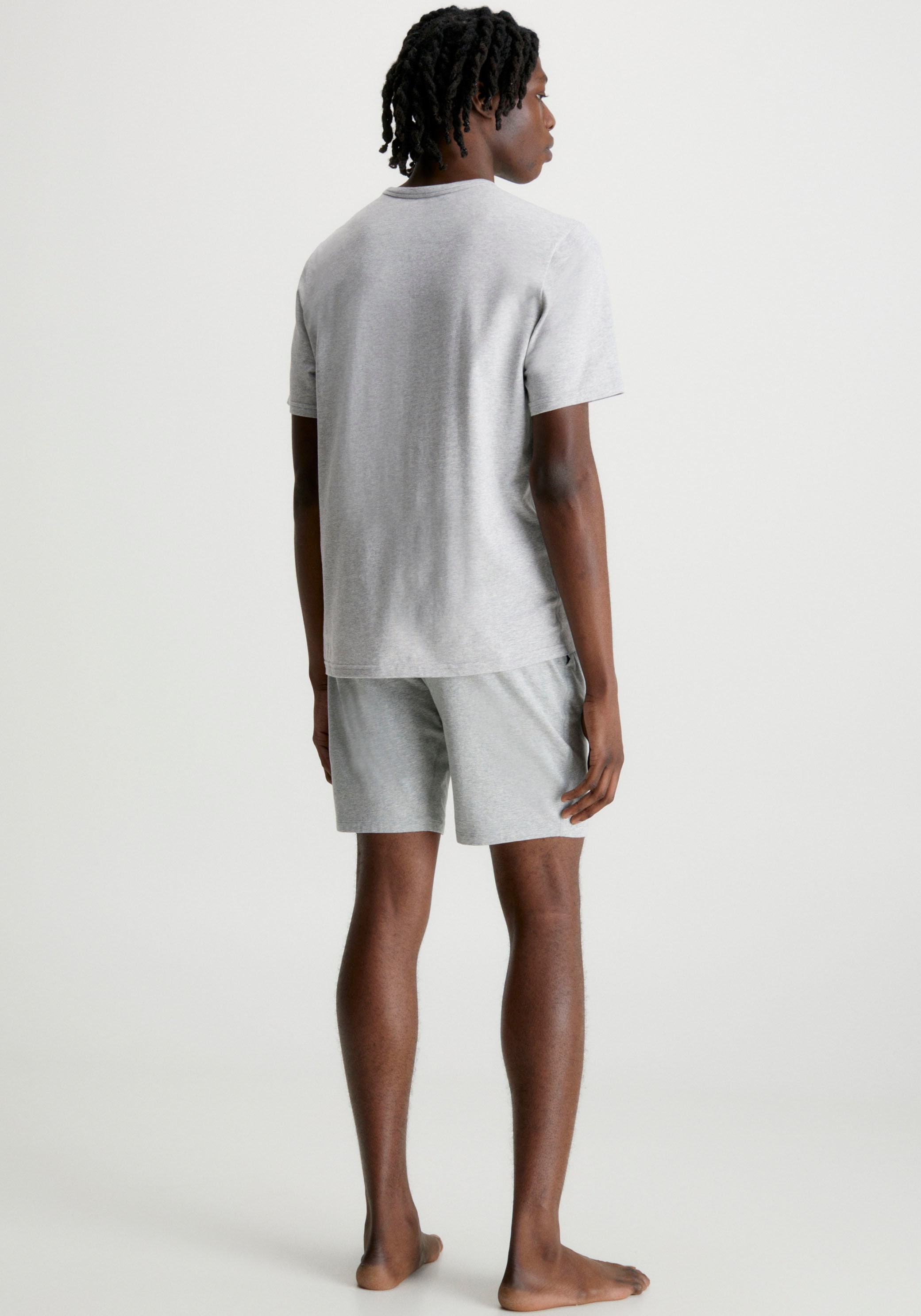 Calvin Klein (Set, 2 mit | BAUR ▷ SHORT dem »S/S tlg.), für Logoschriftzügen Bund auf Pyjama SET«