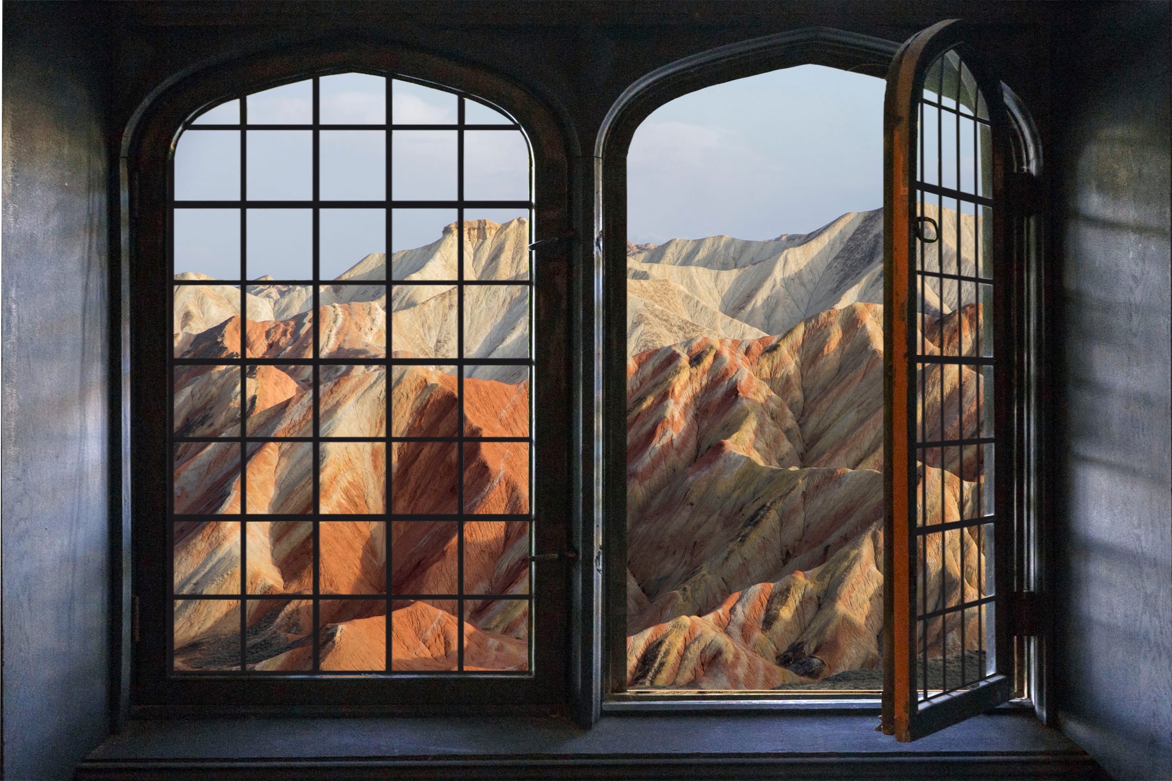queence Wandsticker »Berge«, Wandsticker, Wandbild, selbstklebend, 3D, Fenster