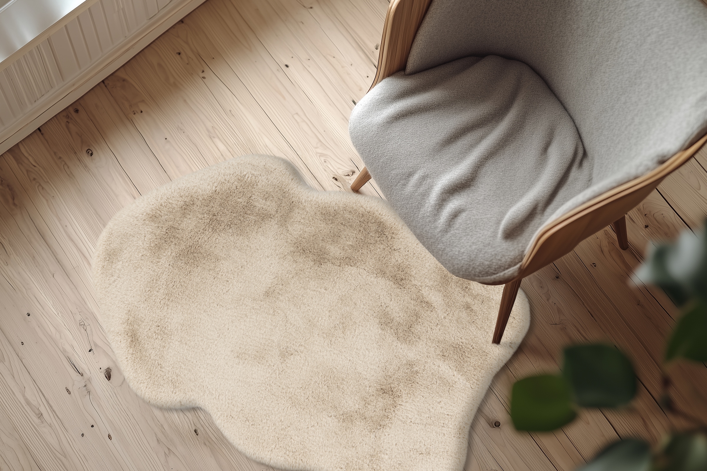 Obsession Fellteppich »Infinity 201« fellförmig 40 mm Höhe Kunstfell, Uni Farben, Kaninchenfell Haptik, supersoft