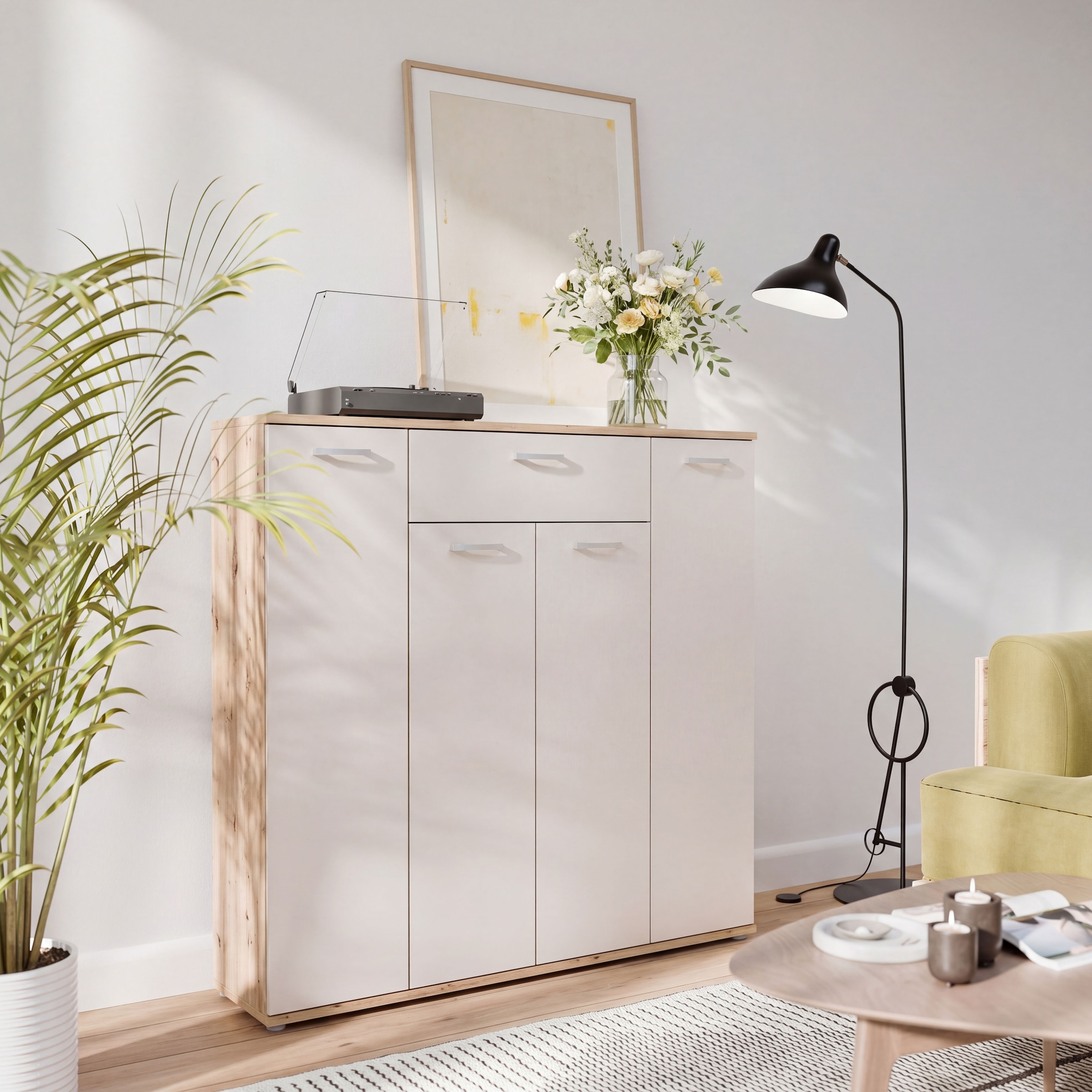 FORTE Kommode »Kombikommode, Stauraum, Einlegeböden verstellbar« B/H/T ca.140/120/34 cm, viel Stauraum, PEFC zertifiziert