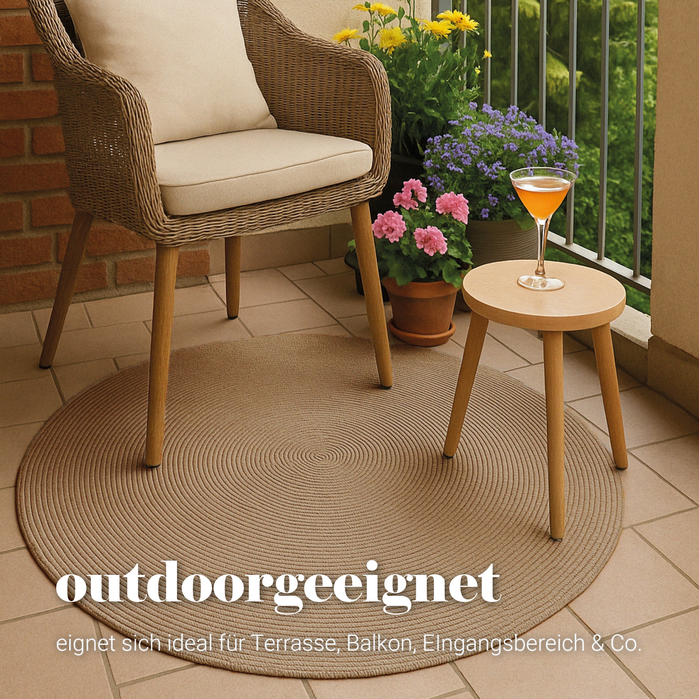 ASTRA Teppich »Paris«, rund, 8 mm Höhe, In- und Outdoor geeignet, Aussenbereich, Wohnzimmer