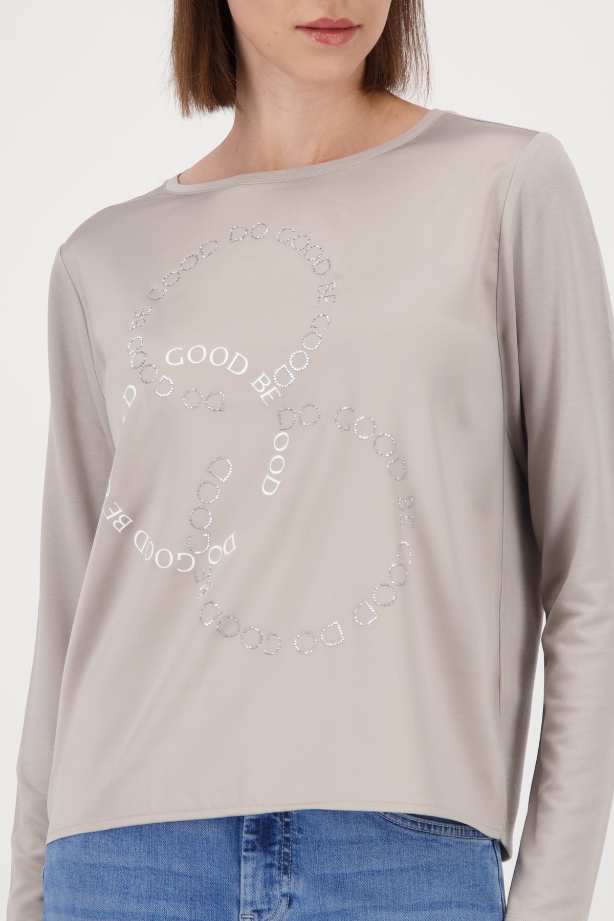 Monari Schlupfbluse "Schluse Basic Schmuck" mit Folienglanzdruck günstig online kaufen