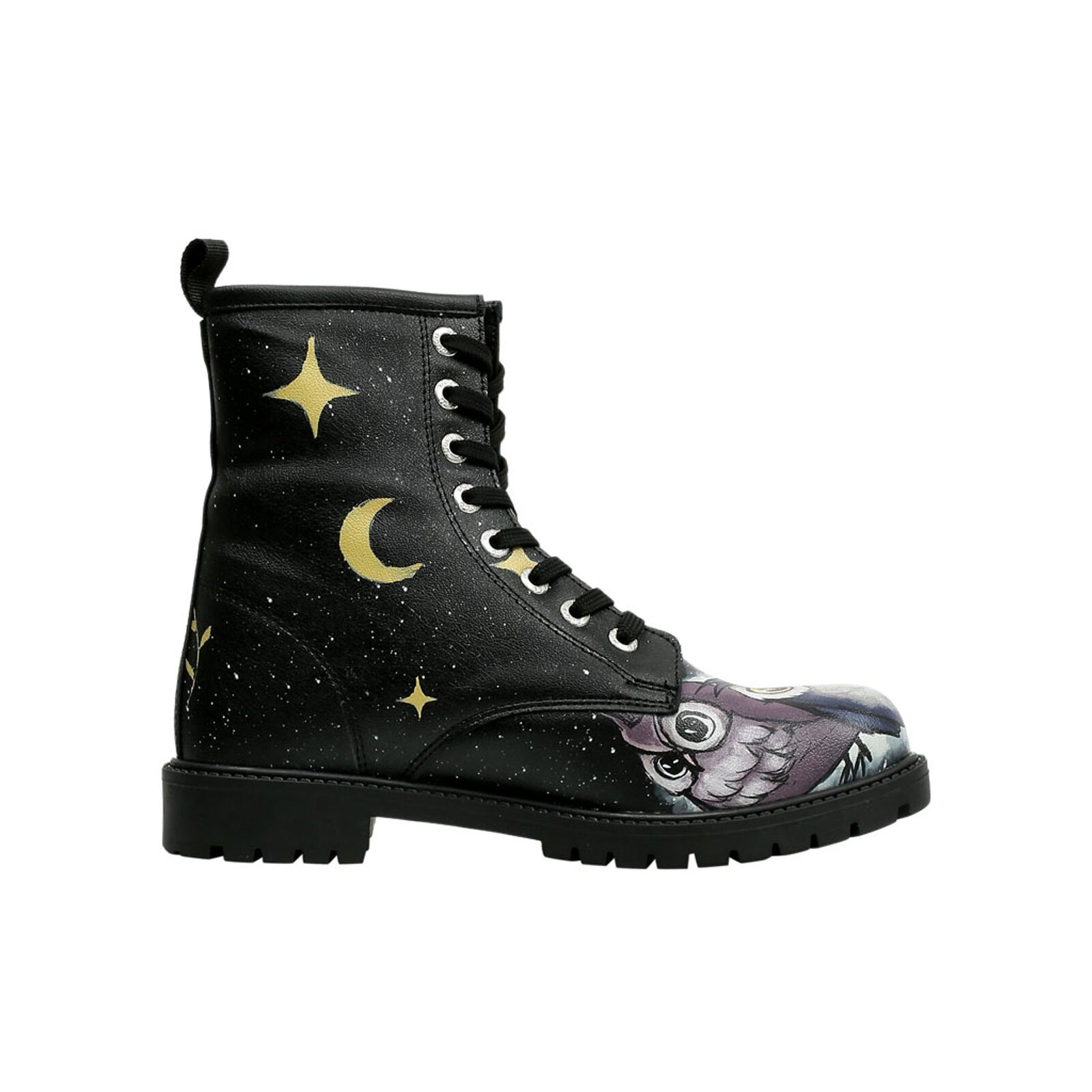 Thumbnail - DOGO Schnürboots "Black Longe Boots Schnürstiefel Go Back To Being Yourself Damen", Handgefertigt
