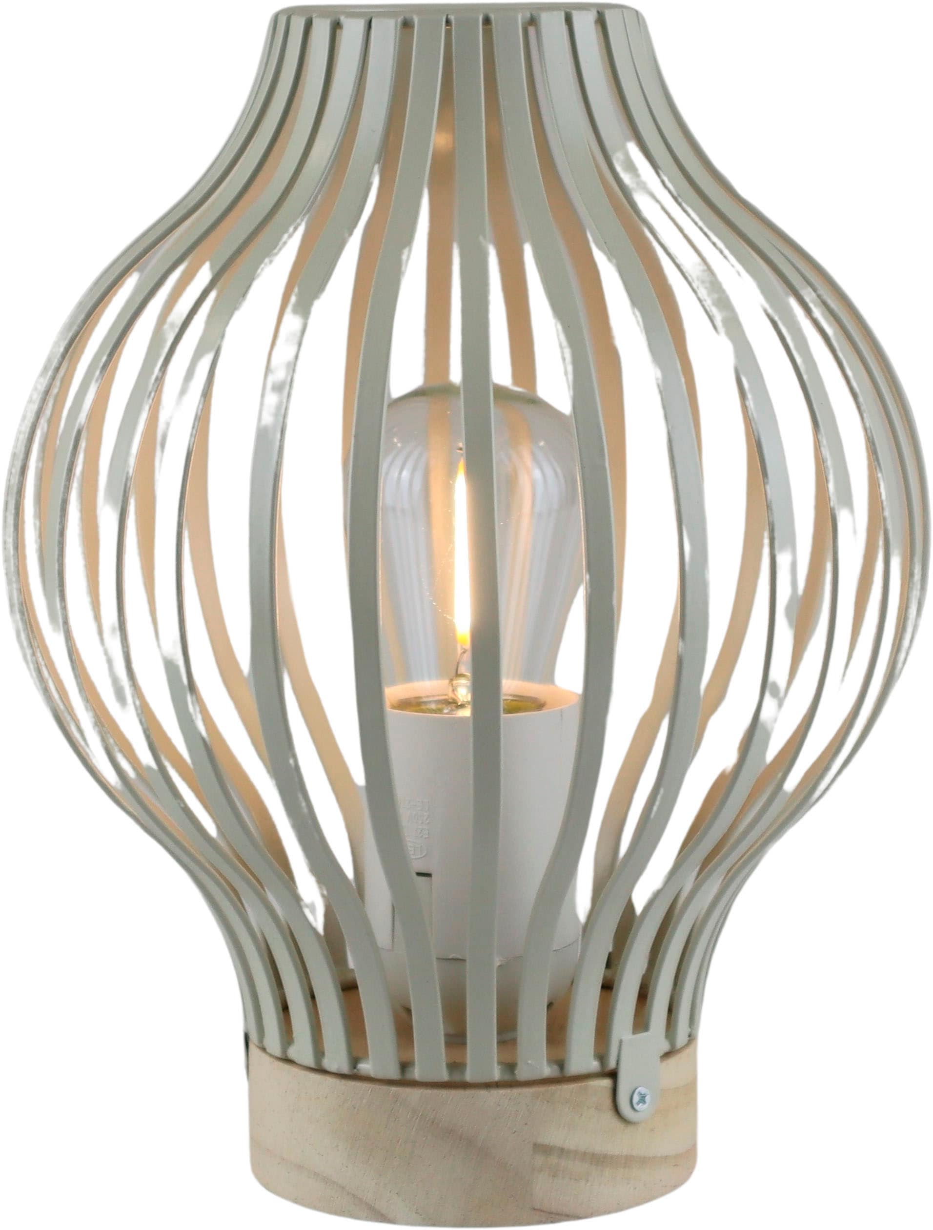 AM DESIGN LED Dekolicht "LED Laterne natur, bauchig, mit Timer", 1, Ø 15,4cm H: 20,3cm, 1 Stk., beige, Leuchten, Batteriebetrieb