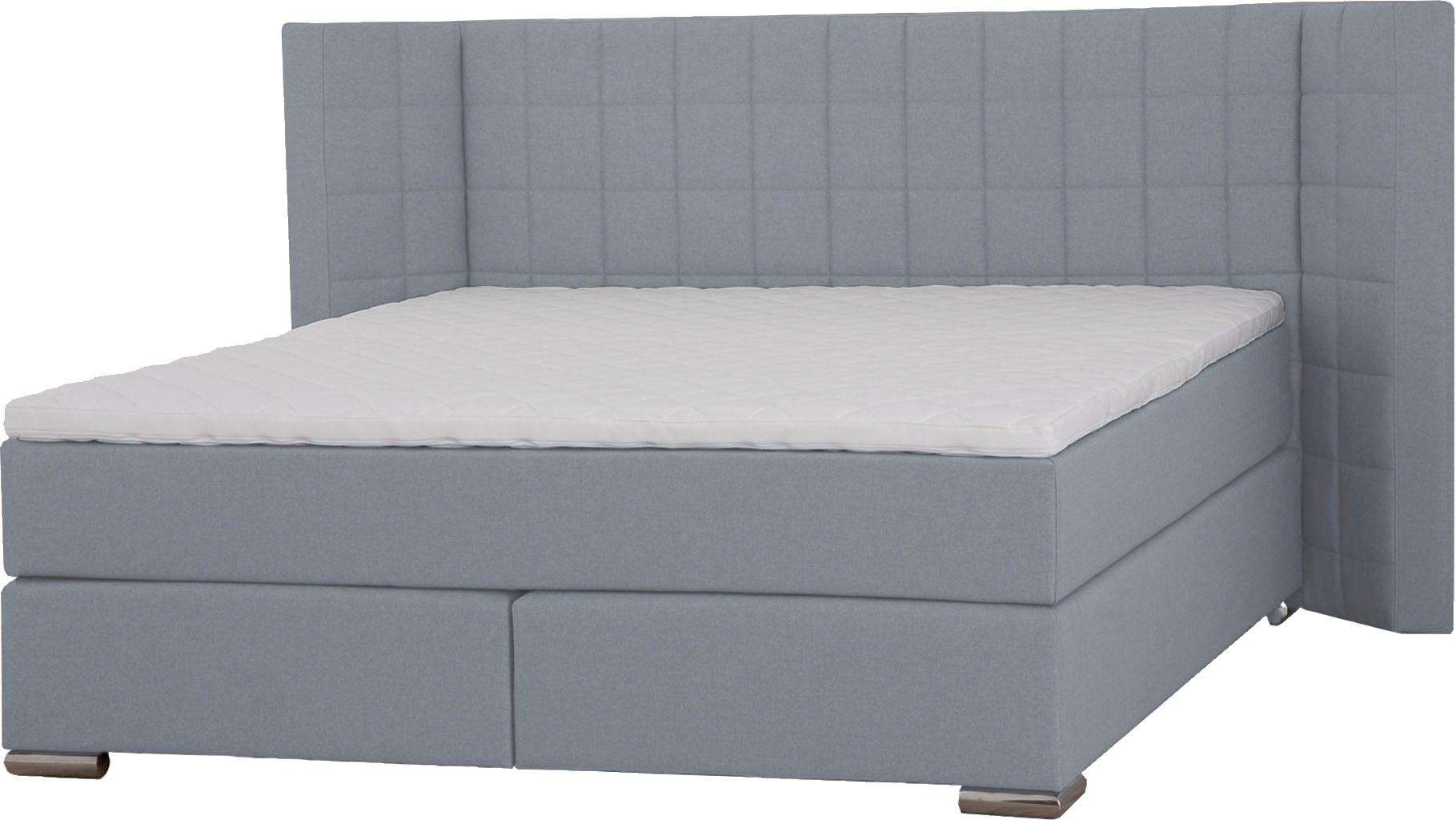 Places of Style Boxspringbett »Piazza«, mit Steppung und Kopfteil mit seitlichen Flügeln