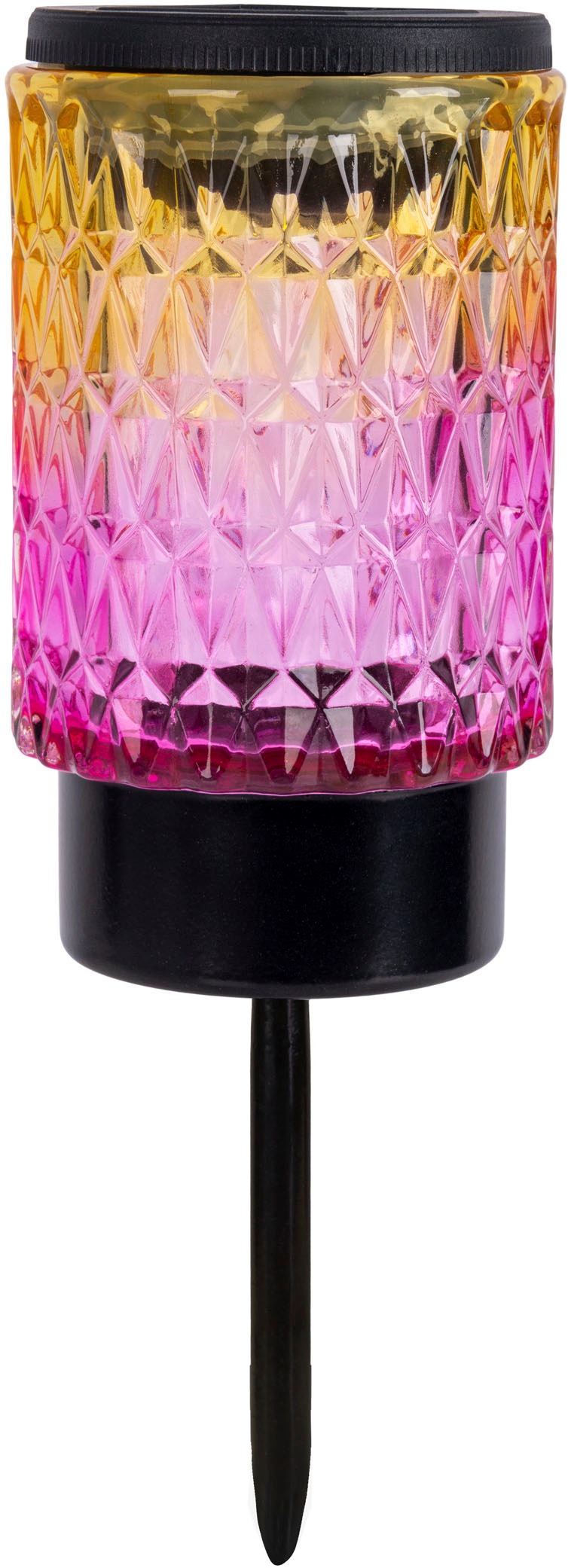 Thumbnail - näve LED Solarleuchte "Mila" LED-Modul 2 Stk. Warmweiß 2er Set Dekoerdspieß, Glas 1x rot, 1x blau, Dämmerungssensor, H: ...