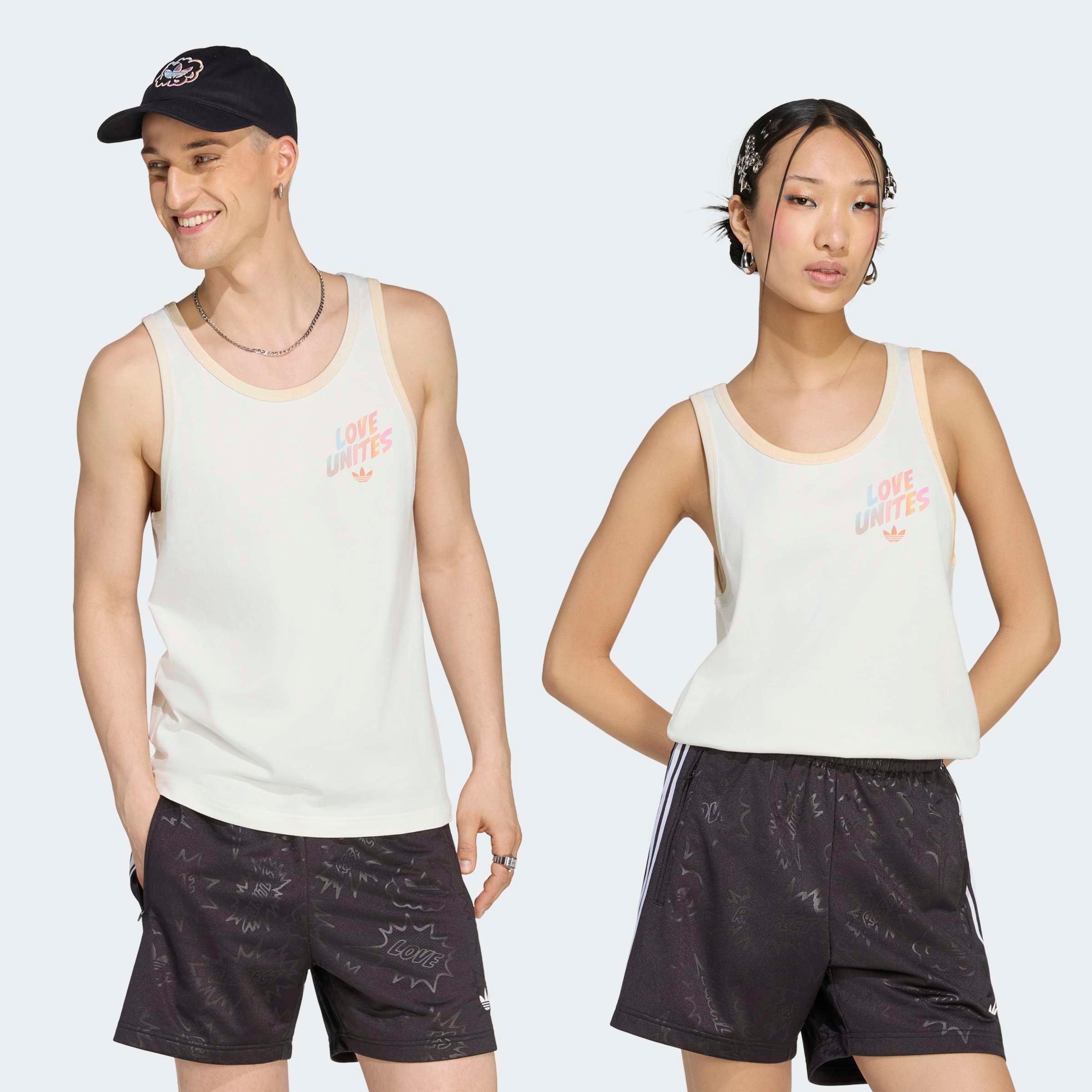 adidas Originals Tanktop "PRIDE GFX TANK" für Erwachsene, mit Rundhalsausschnitt, ohne Verschluss, aus Baumwolle