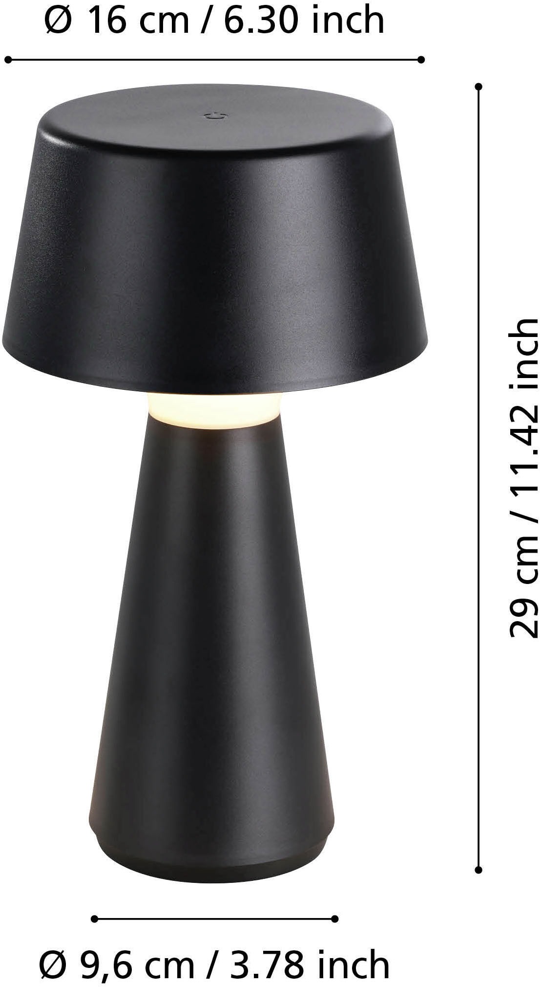 EGLO Tischleuchte »HUESA Tischlampe - Kunststoff - LED - 3W - IP44« LED-Modul 1 Stk. Neutralweiß | Warmweiß Nachttischlampe, Schreibtischleuchte, Leselampe, H29 x Ø13 cm