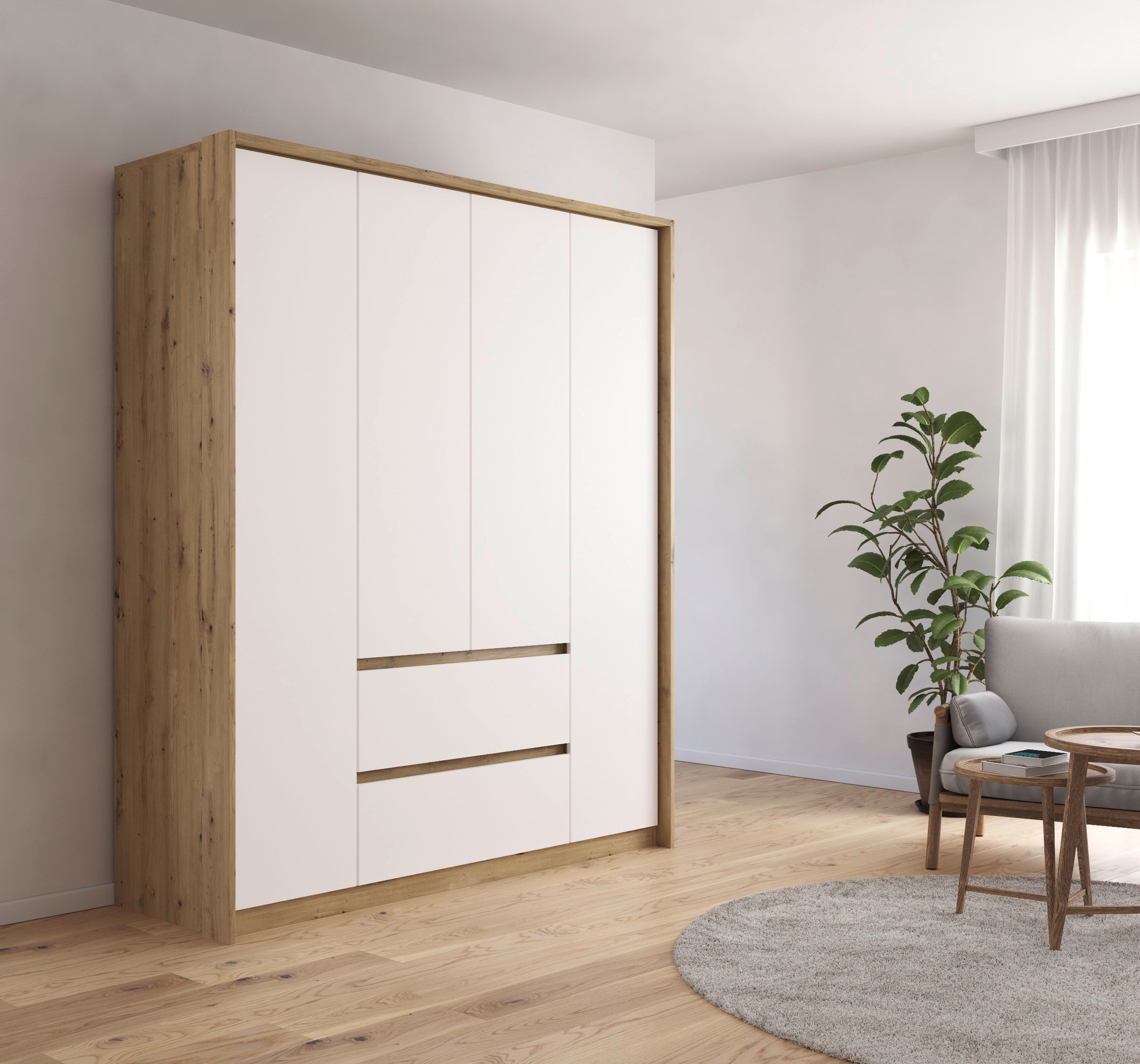 rauch Drehtürenschrank »Mainz mit Passepartout«, optional mit Beleuchtung, Außentüren mit Push-to-Open Funktion