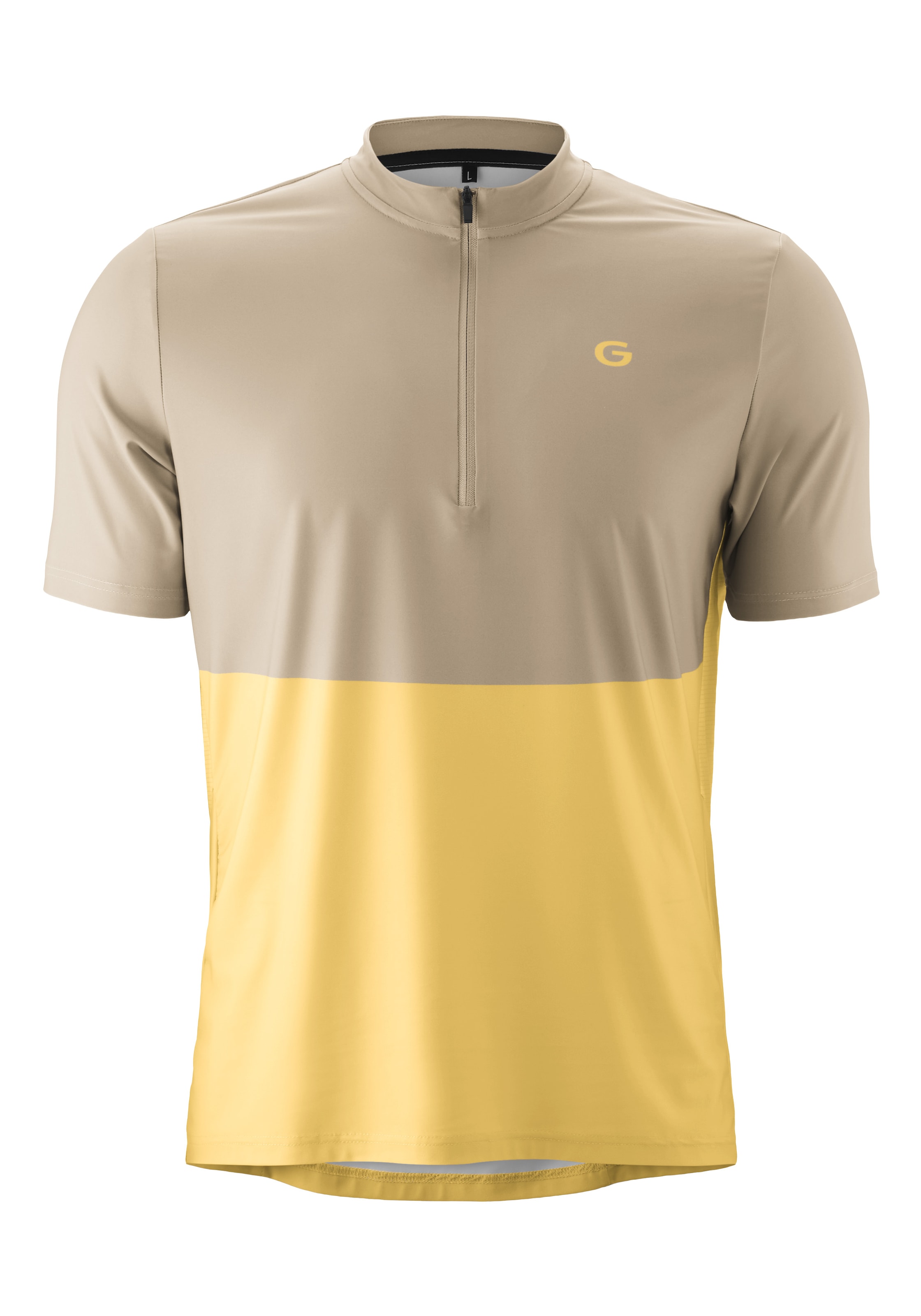 Radtrikot GONSO "Adventure Jersey Halfzip M", Gr. XXL, mehrfarbig, 88% Polyester, 12% Elasthan, Rundhals, Trikots, Herren Fahrradtrikot, modernes Half-Zip Trikot mit Rückentasche