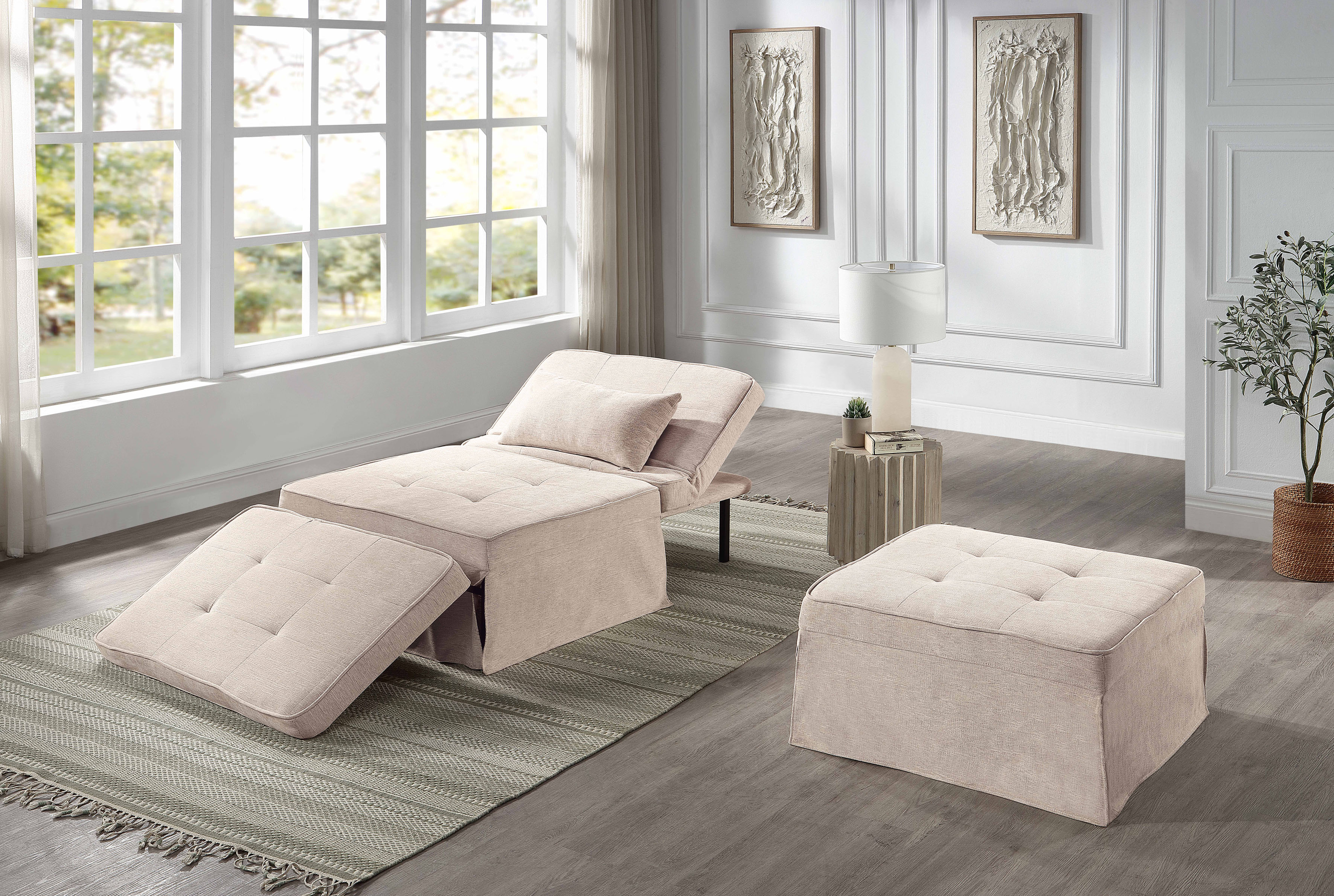 OTTO home Schlafsofa "Finn, Schlafsessel, Schlafhocker, Multifunktional" wandelbar zum Loungesessel, Relaxliege und Gästebett, inkl. Kissen