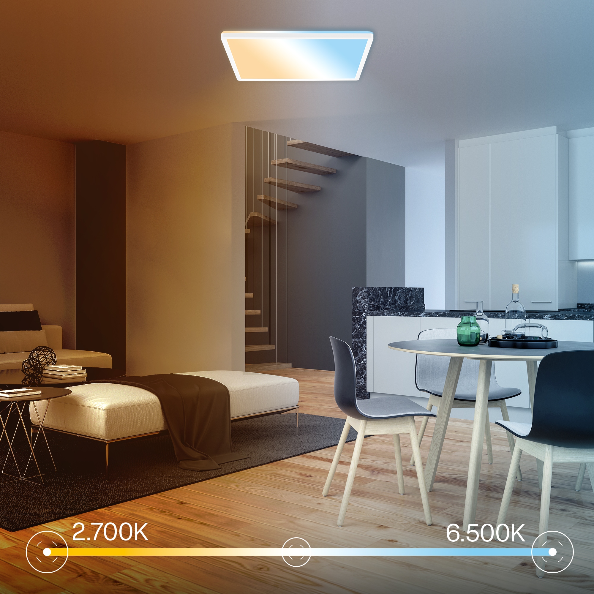 B.K.Licht LED Panel »SHALLOW« LED-Board 1 Stk. warmweiß - kaltweiß 42x42x3 cm, Badlampe, Badezimmer, Küche, Wohnzimmer