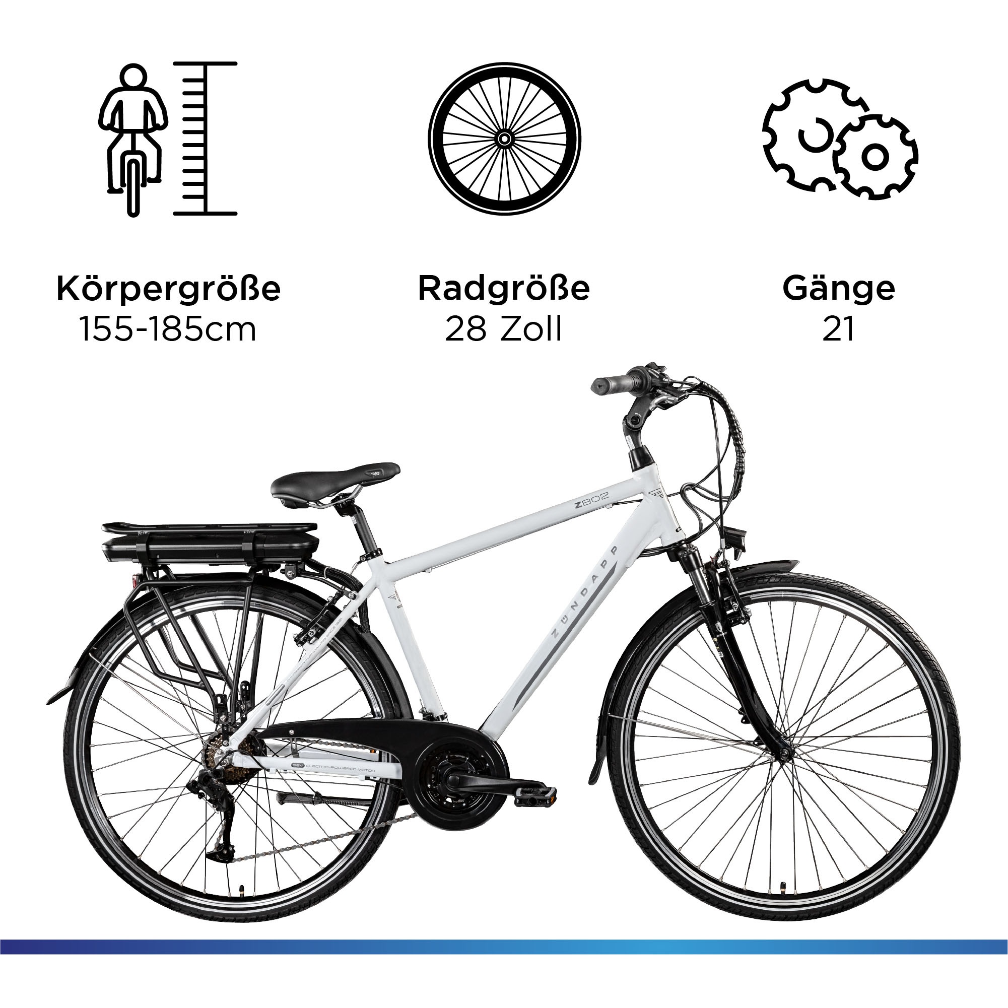 Zündapp Z802 E Bike 28 Zoll Herren Trekkingrad 21 Gang Elektrofahrrad StVZO 165 - 185 cm Pedelec Elektro Trekking Fahrrad
