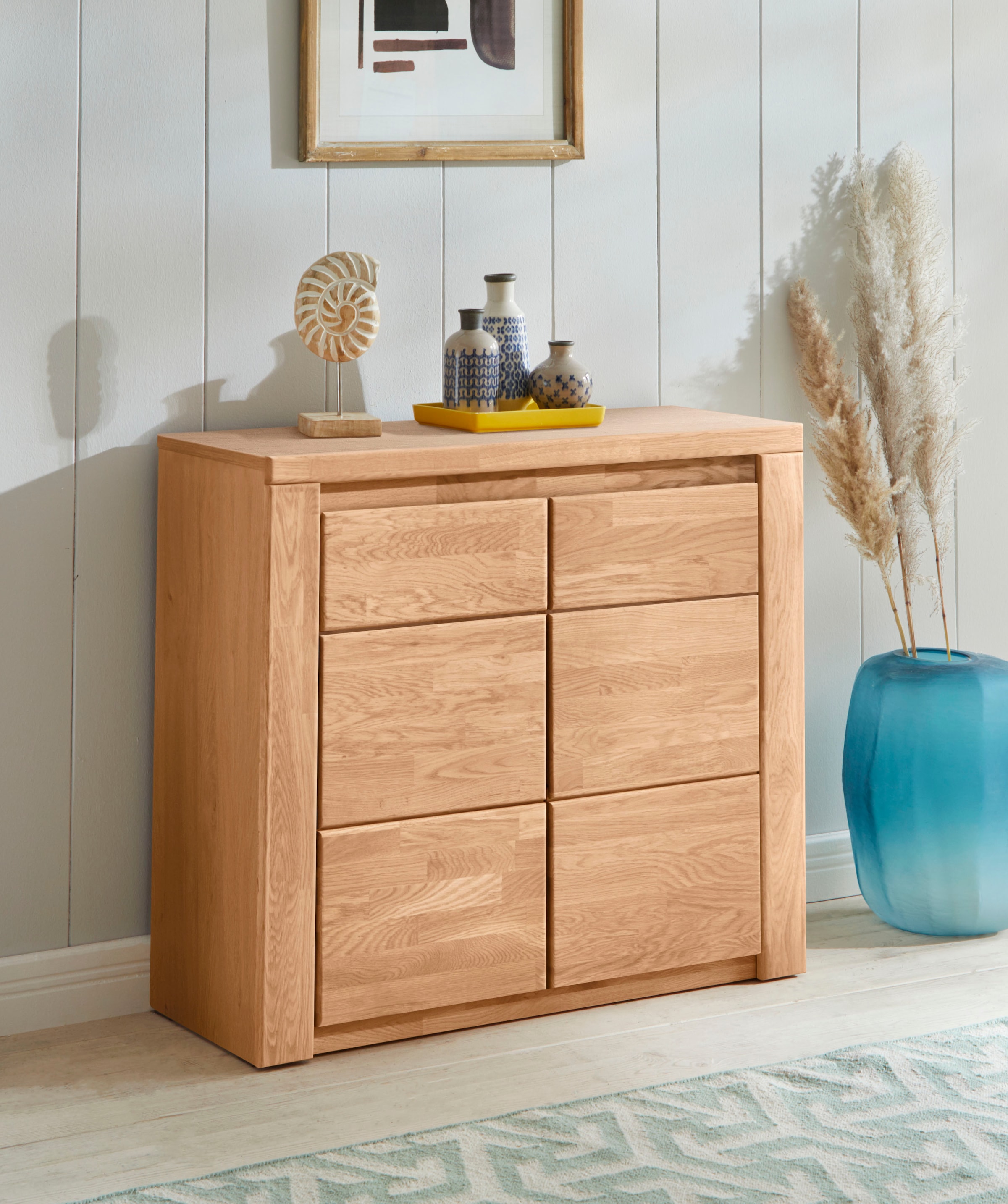Home affaire Kommode "Burano,90cm breit,35 cm tief, Fronten Massivholz", Ho günstig online kaufen