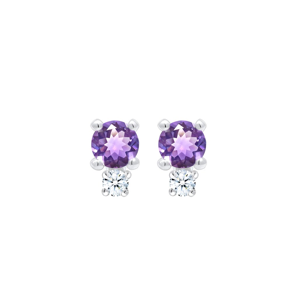 Elli DIAMONDS Paar Ohrstecker »Amethyst Edelstein Diamant (0.06 ct.) 925er Silber«