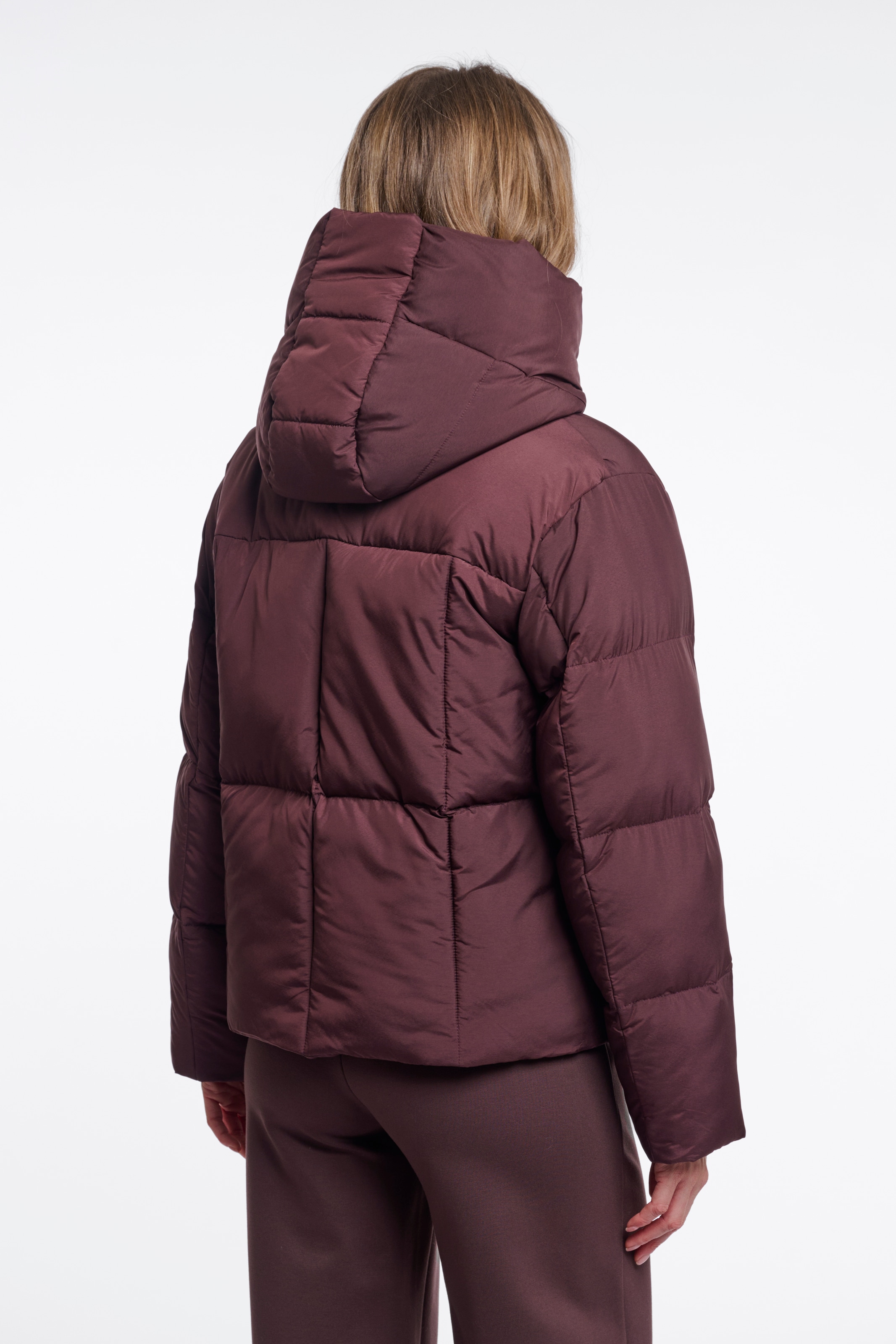 Rino & Pelle Steppmantel Kurze Steppjacke mit Kapuze und Fellimitat