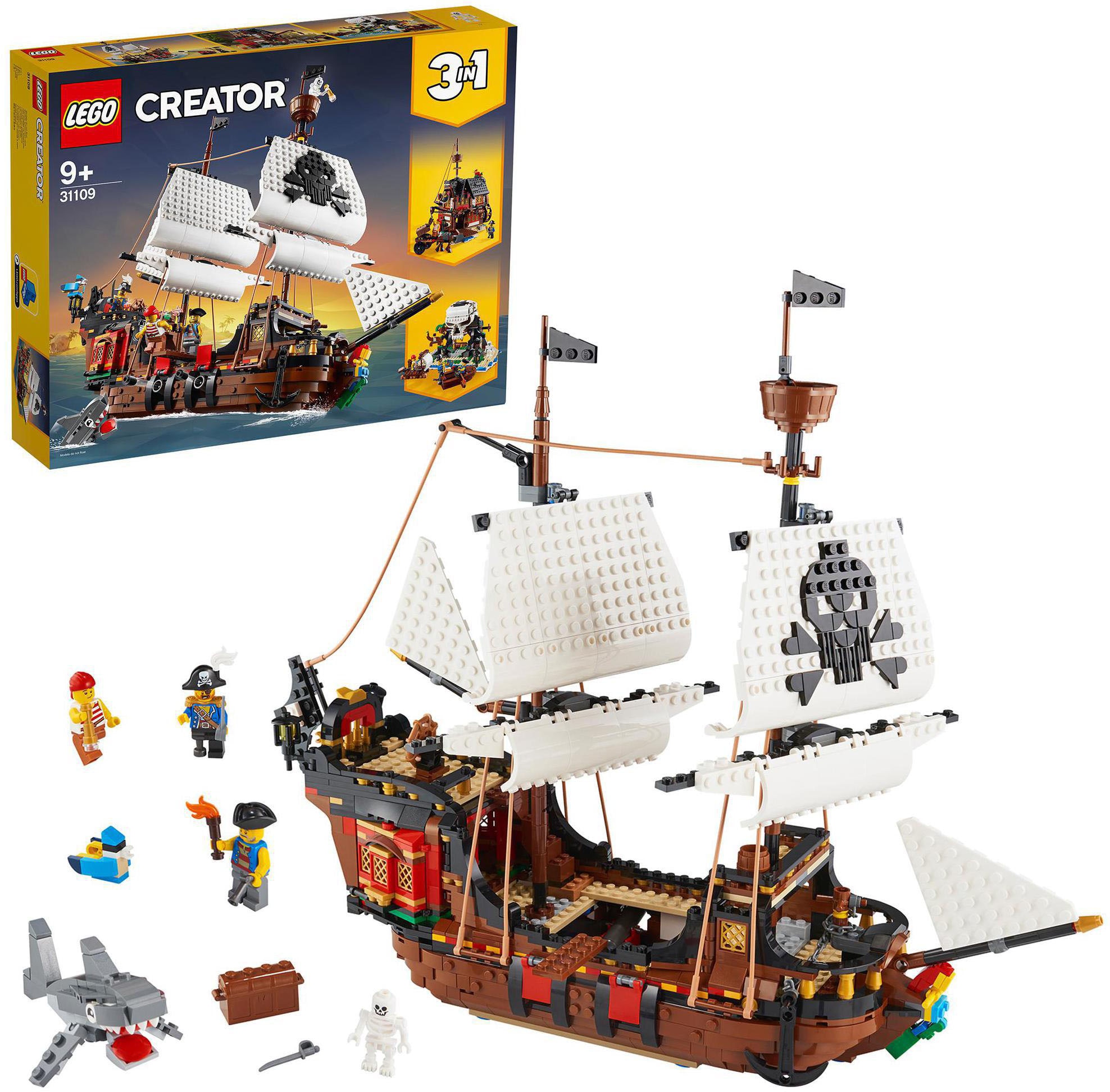 LEGO® Konstruktionsspielsteine »Piratenschiff (31109), LEGO® Creator 3in1«, (1264 St.), Made in Europe