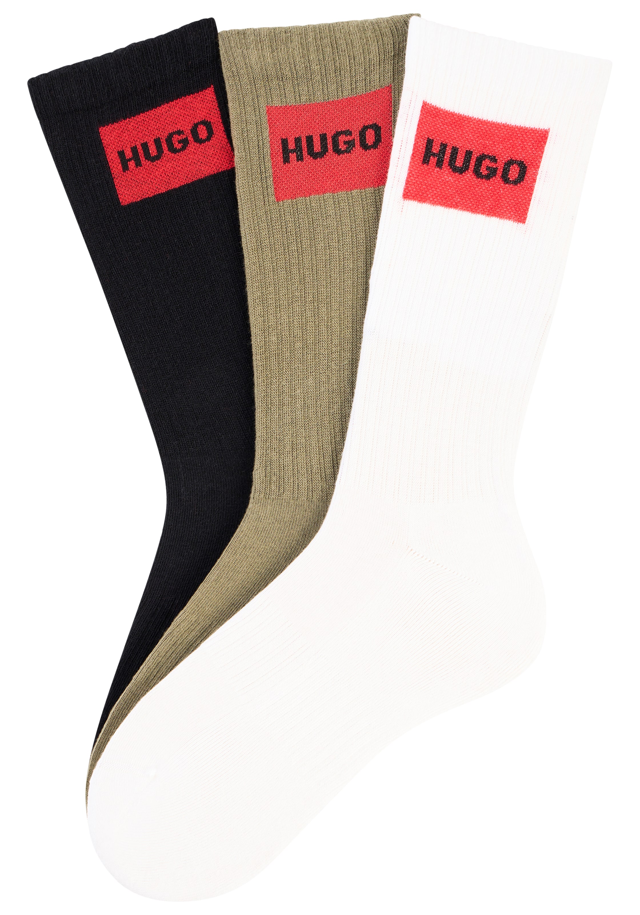 HUGO Underwear Freizeitsocken "3P QS RIB LABEL" Packung, 3er, 3 Paar tlg. m günstig online kaufen