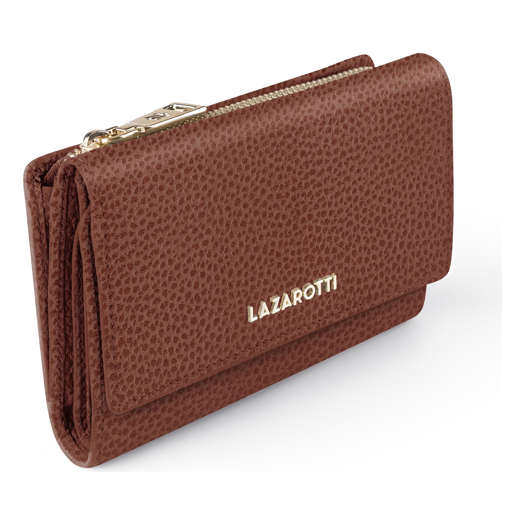 Lazarotti Geldbörse »Bologna Leather XL Geldbörse mit Zip-Around Fach Leder 14 cm«