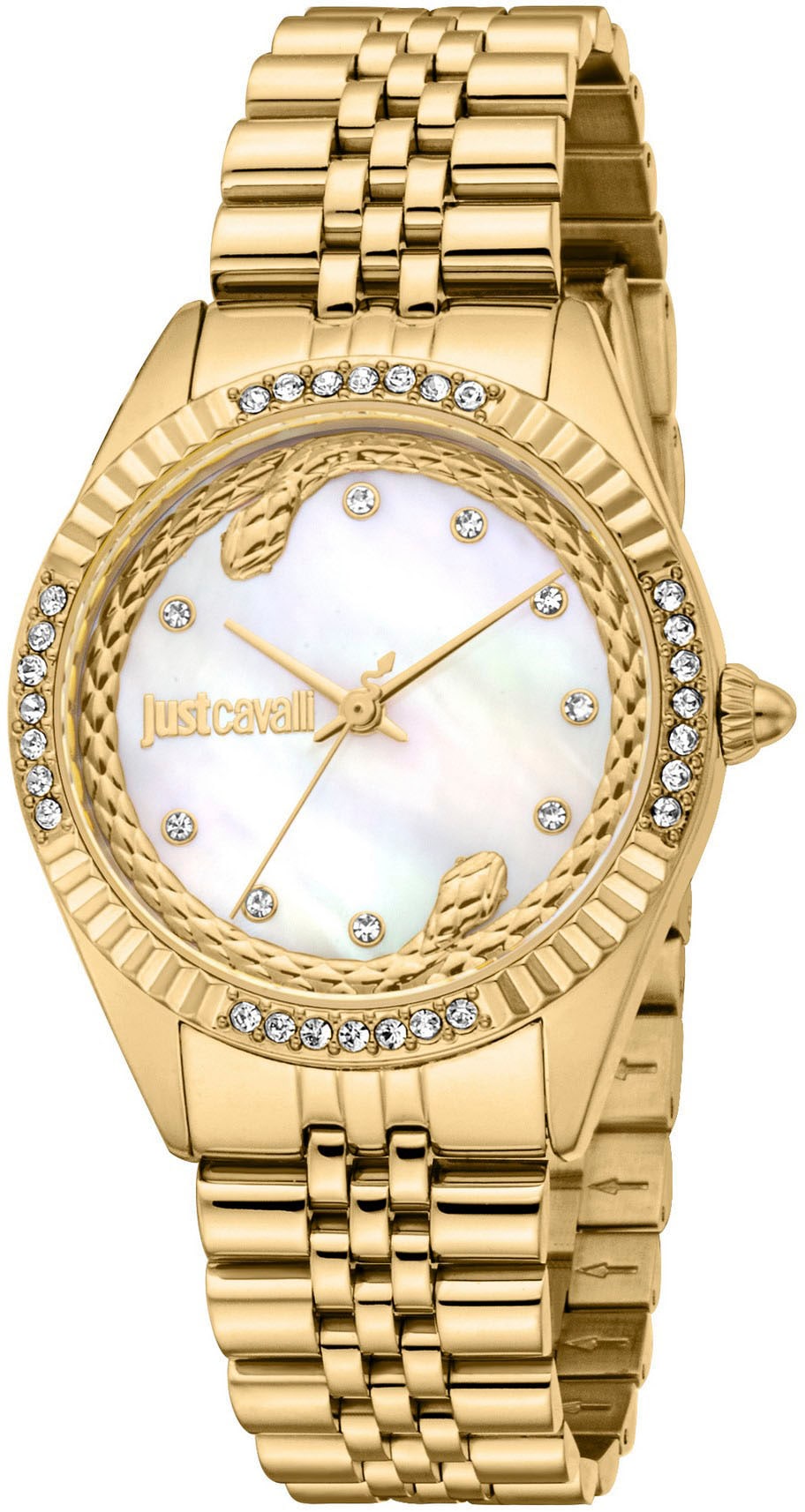 Just Cavalli Time Quarzuhr »Glam«, (Set, 2 tlg., mit Schmuckarmband), Armbanduhr, Damenuhr, Edelstahlarmband, Ideal auch als Geschenk