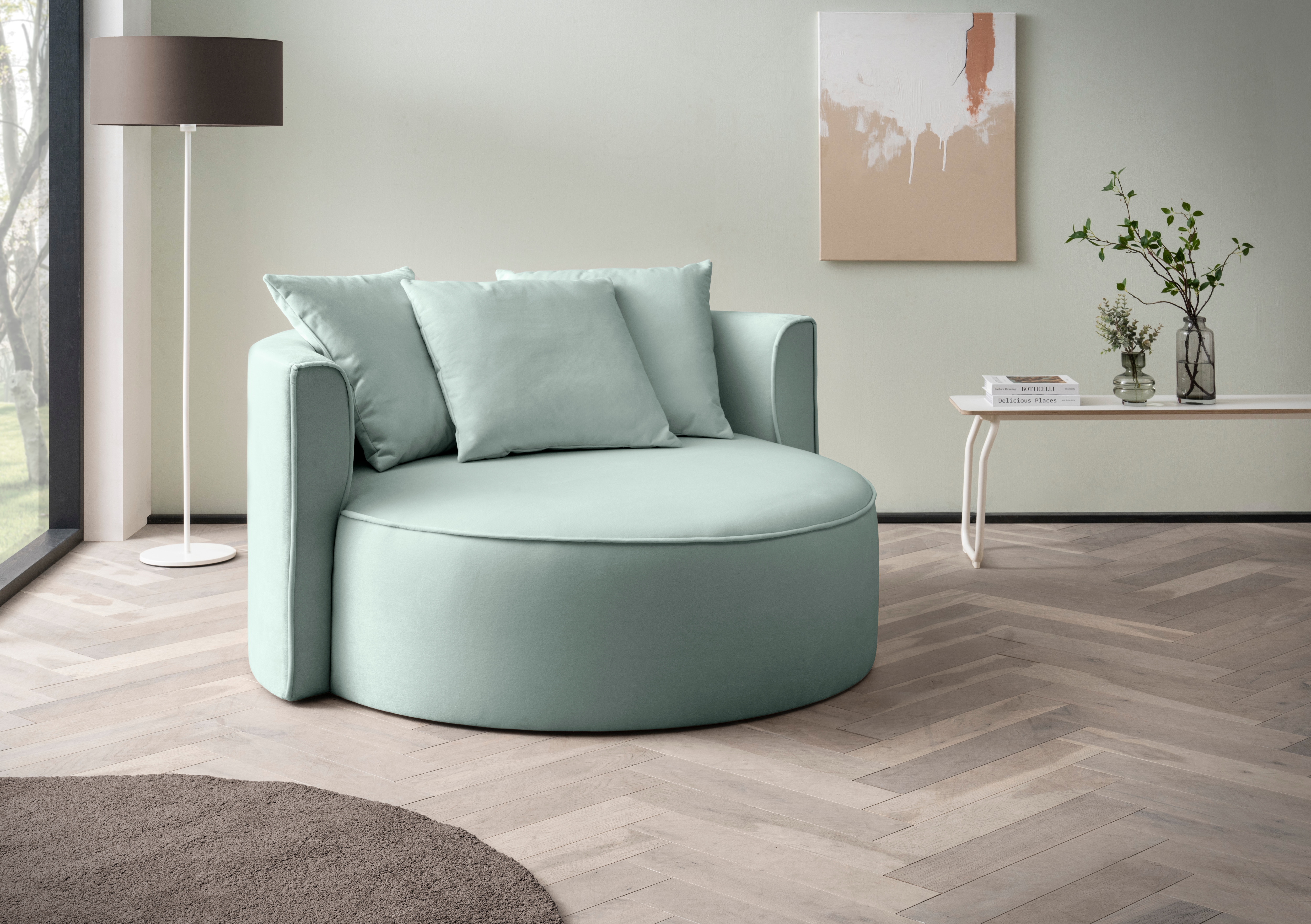 LeGer Home by Lena Gercke XXL-Sessel "ISALIE Samtoptik, Lesesessel, Loveseat, inklusive Zierkissen" extra große Sitzfläche, optional mit Hocker, 3 Bezugsstoffe