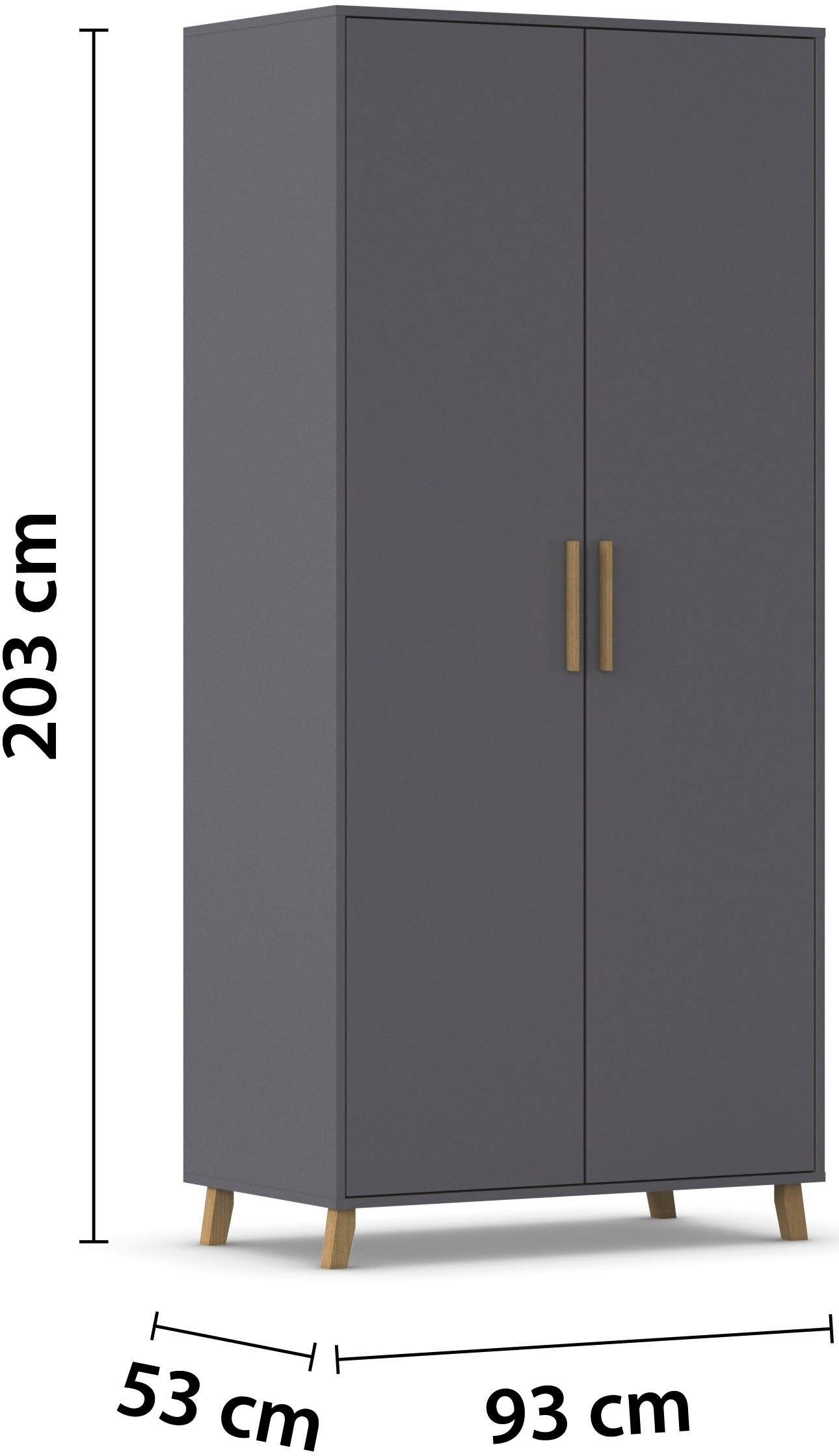 rauch Drehtürenschrank »Kleiderschrank Schrank Garderobe SHINJO Breiten 93/140/187 cm« in 3 verschiedenen Ausstattungen BASIC/CLASSIC/PREMIUM,  Griffe und Füße aus Massivholz, viel Stauraum MADE IN GERMANY