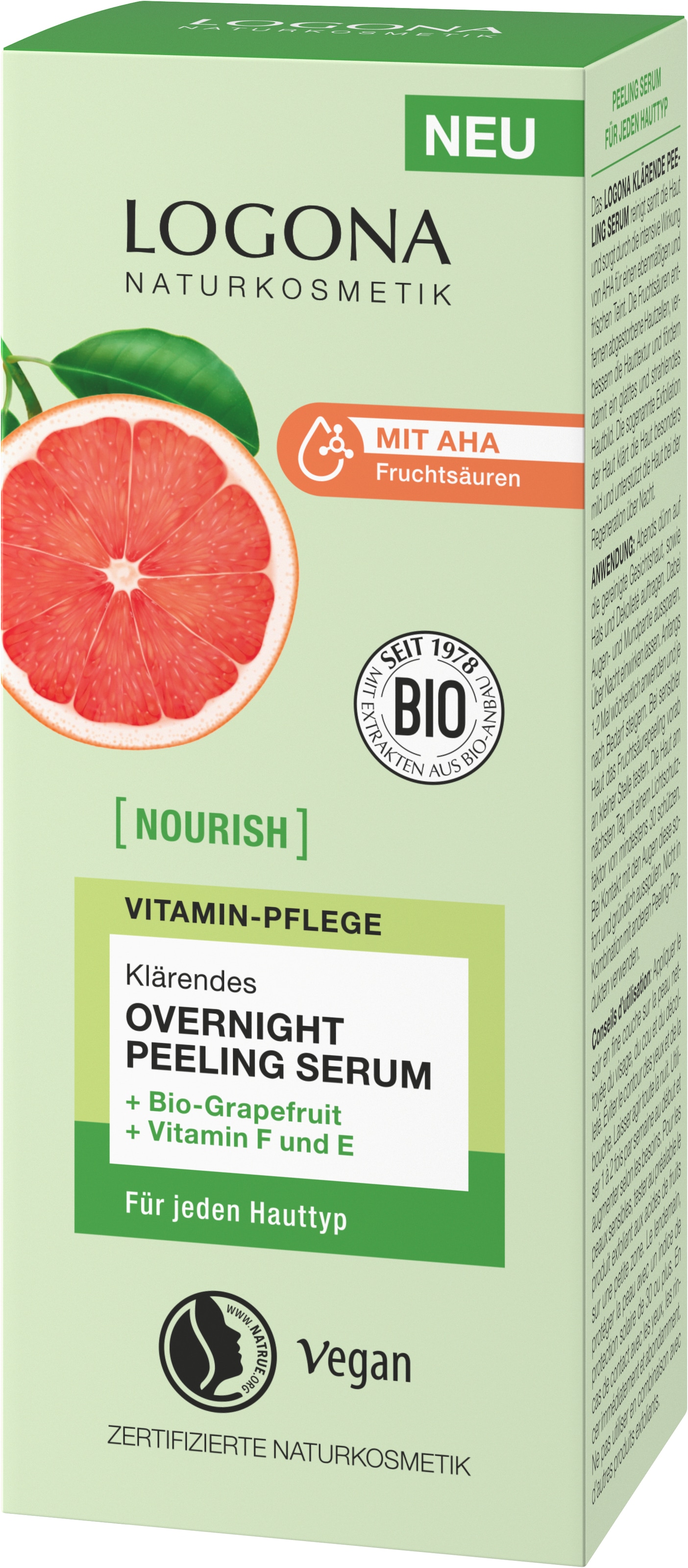 LOGONA Gesichtspflege »nourish Klärendes Overnight Peeling Serum« Gesichtspflege, für die abendliche Anwendung, Serum