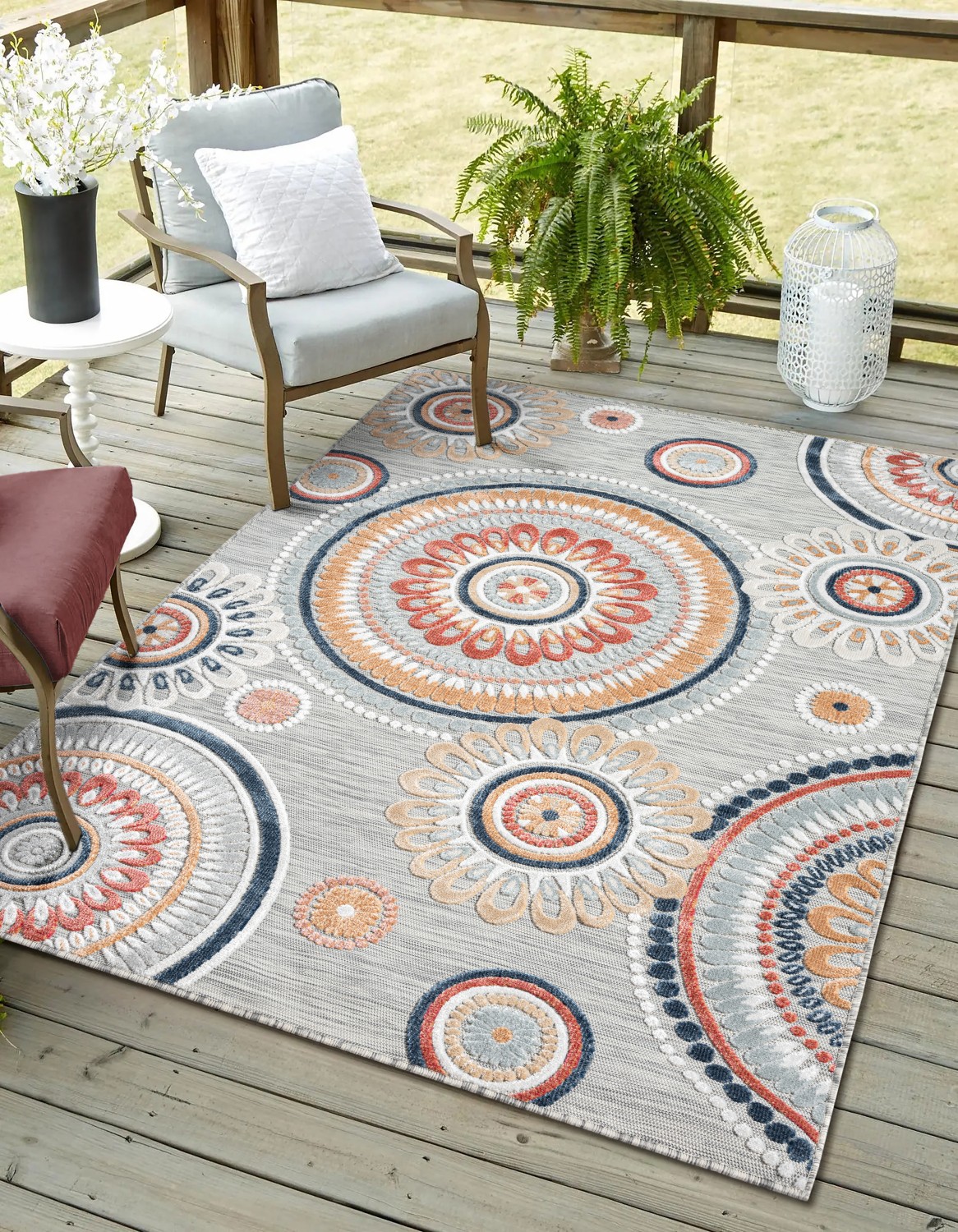 Myflair Möbel & Accessoires Outdoorteppich "Loop, LAGERRÄUMUNG" rechteckig 8 mm Höhe modernes Design, Hoch-Tief Effekt, Outdoor geeignet, Balkon, Terrasse