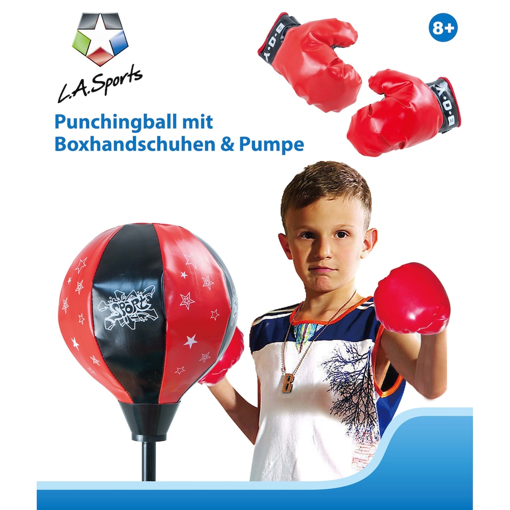 L.A. Sports Punchingball »Stand-Boxsack höhenverstellbar«, (Set, mit Boxhandschuhen)