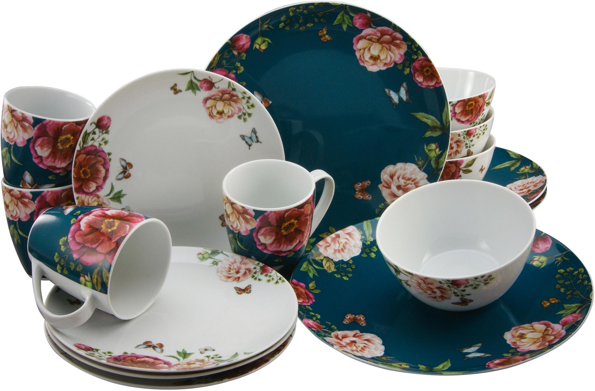 Teile, Personen), Roses«, und (Set, Enjoy für Kombiservice Tafelservice 16 4 Service, 16 in 4 »Geschirr-Set Made Europe, im für CreaTable Set, tlg., | Kaffeeservice Personen BAUR