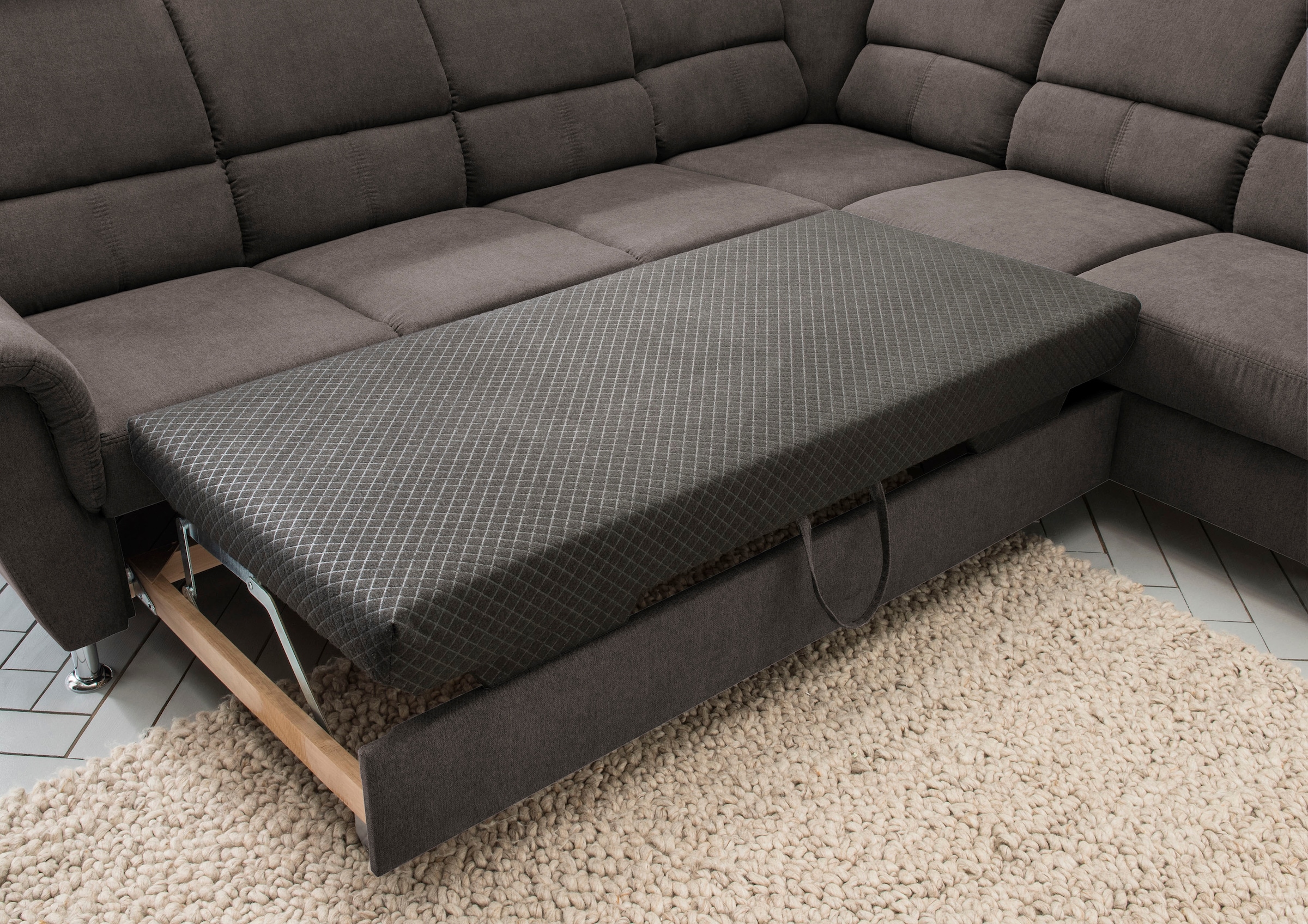 Home affaire Ecksofa »Pisa L-Form, mit Schlaffunktion, Stauraum, 2x höhenverstellbare«, Kopfstützen und Relaxfunktion im Eckelement