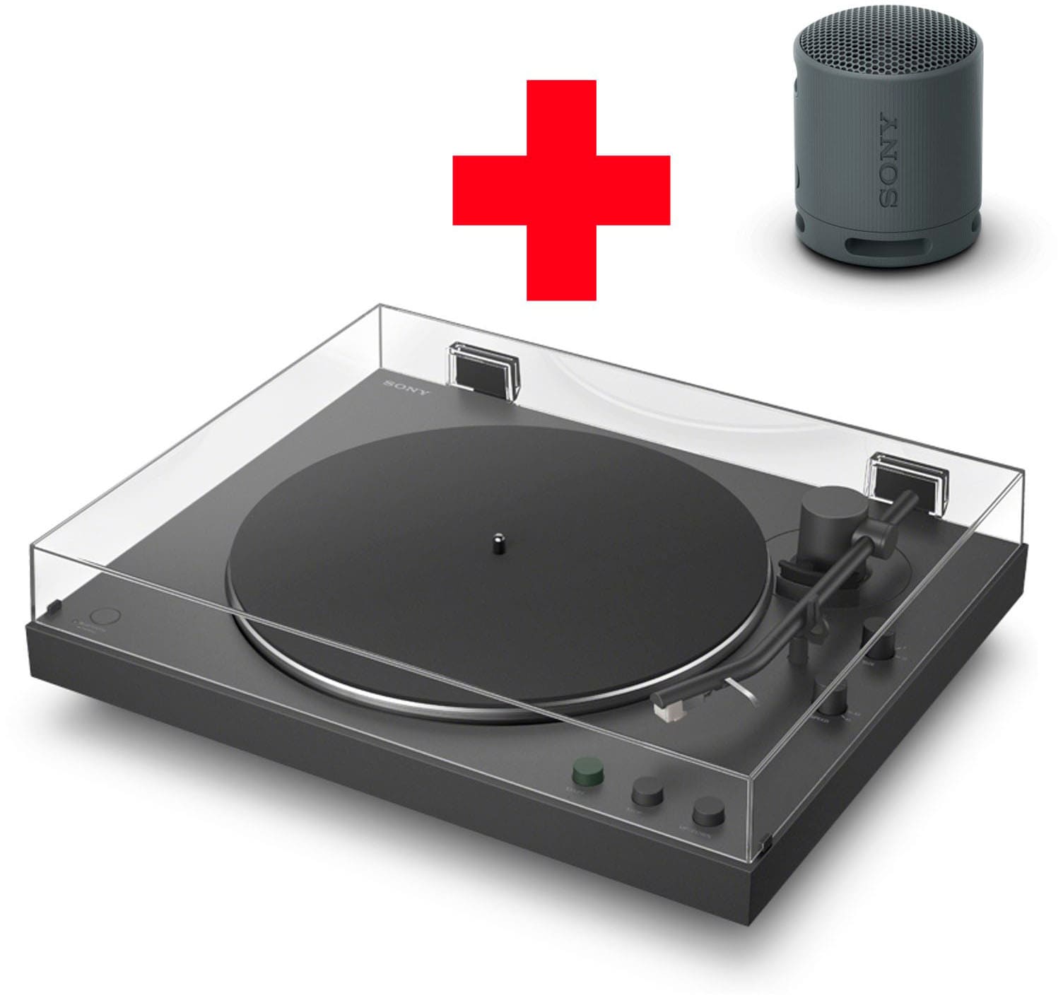 SONY Plattenspieler "PS-LX3BT + SRS-XB100", B:43cm H:11,7cm T:36,6cm, schwarz, Plattenspieler, Vollautomatik, Hi Res Wi, Riemenantrieb, Phono Vorv.,