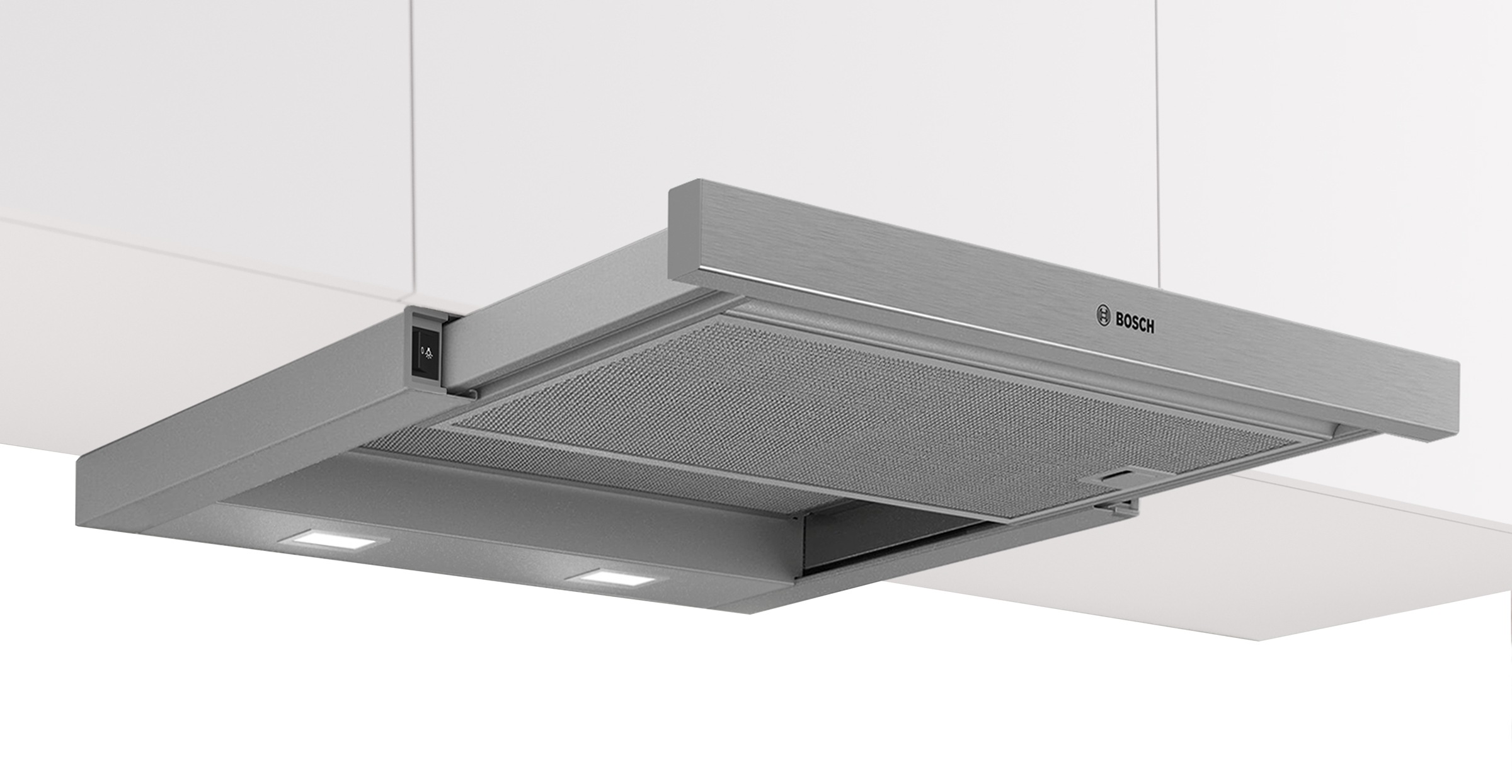 BOSCH Flachschirmhaube "DFM064W55" Serie Serie 2 Helle LED-Kochfeldbeleuchtung & pflegeleichte Metall-Fettfilter