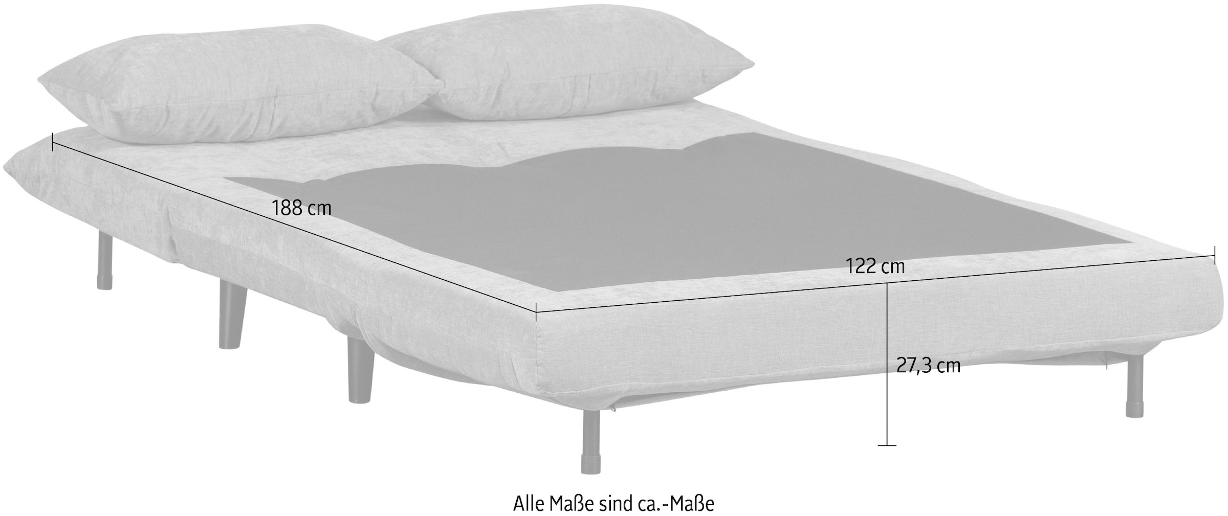 WOOOD Schlafsofa »Xem Chenille-Bezug gewebt mit Schlaffunktion, H 80 x B 122 x D 92 cm« Liegefläche 188 cm, Tragkraft 140 kg, Maximale Verschleißfestigkeit