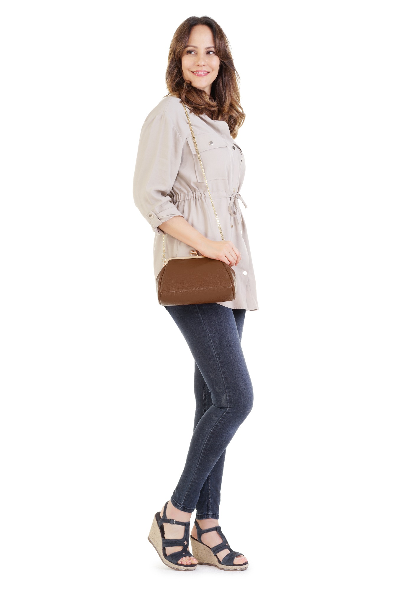 Cluty Abendtasche, echt Leder, Made in Italy günstig online kaufen
