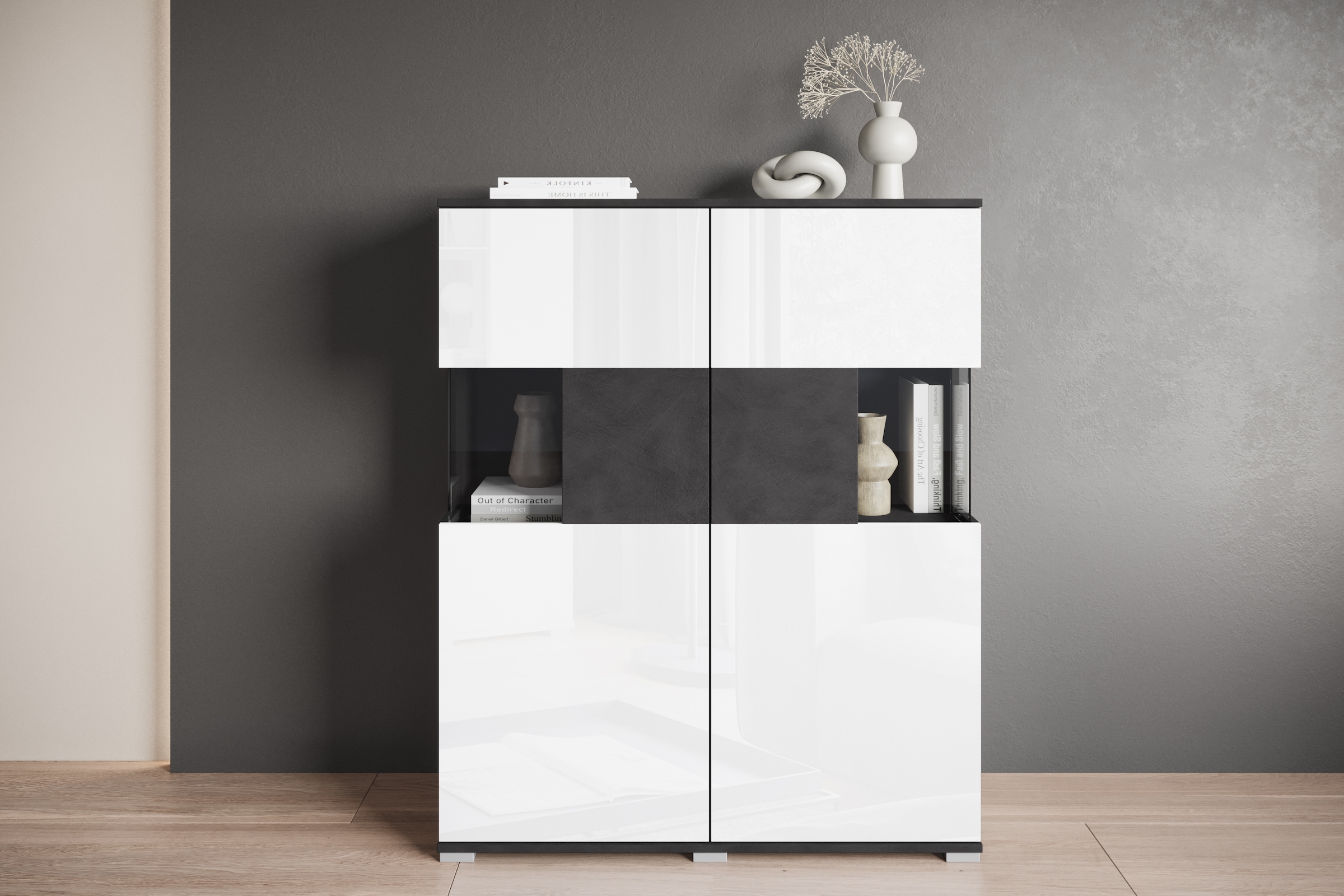 INOSIGN Highboard »Kenia«, Modernes Highboard mit Glastüren, Breite 100 cm