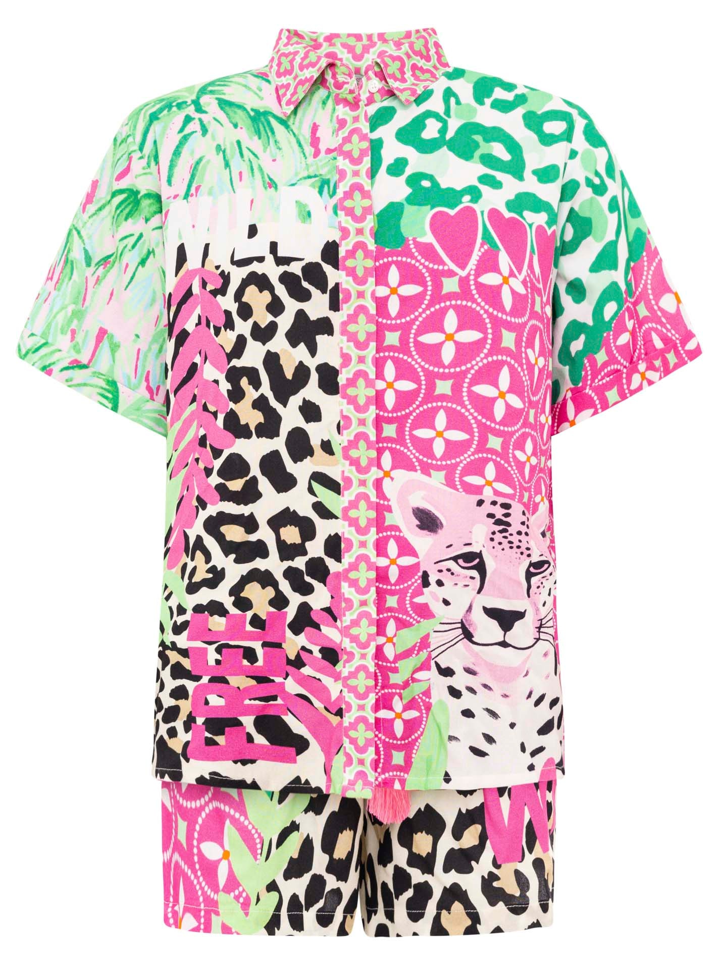 Zwillingsherz Shirtbluse »"Wild Jungle"«, Set mit Bluse und Shorts mit Tasseln aus Viskose