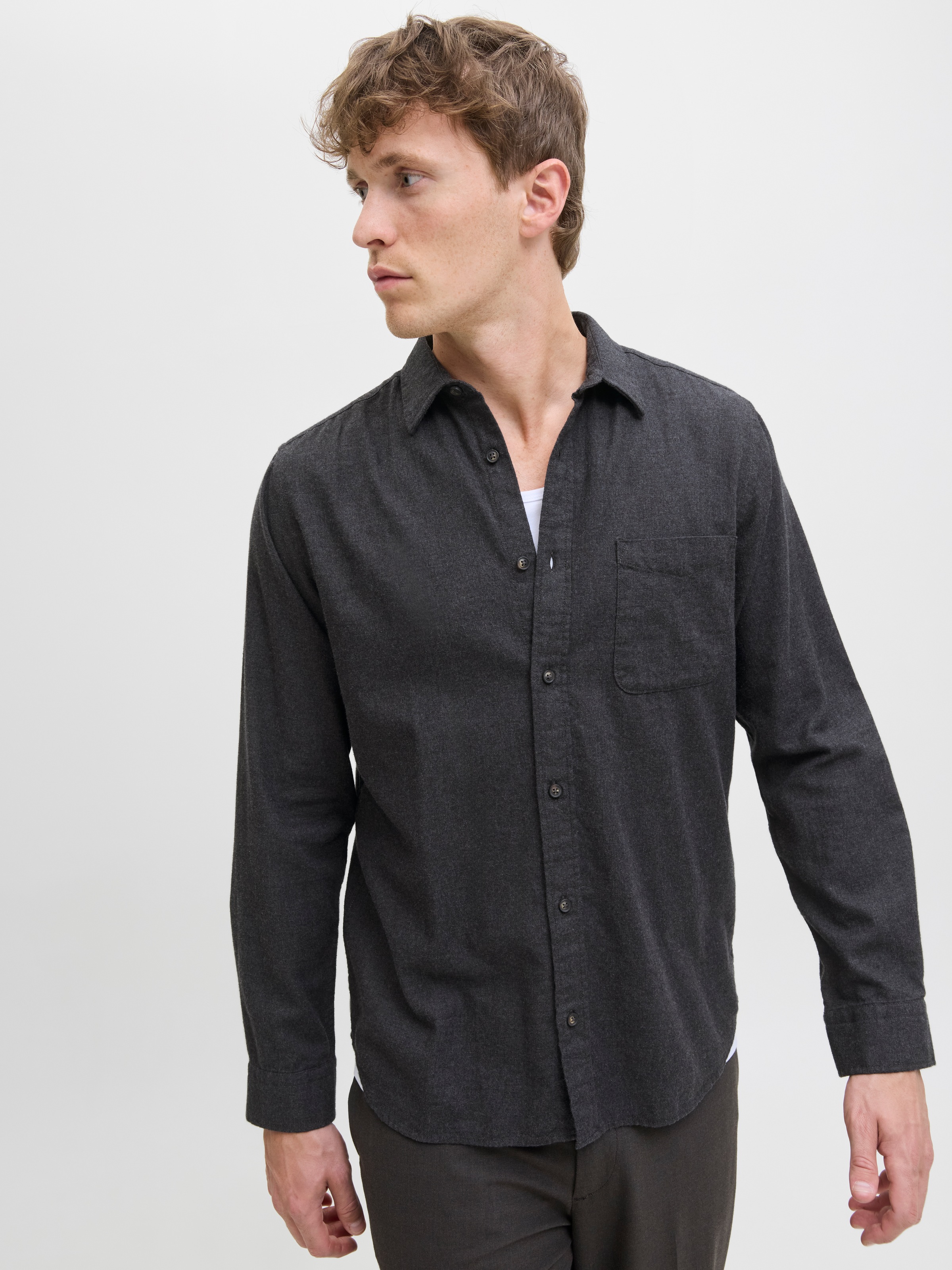 Jack & Jones Herren Freizeit Hemd JJECLASSIC MELANGE SHIRT Regular Fit günstig online kaufen