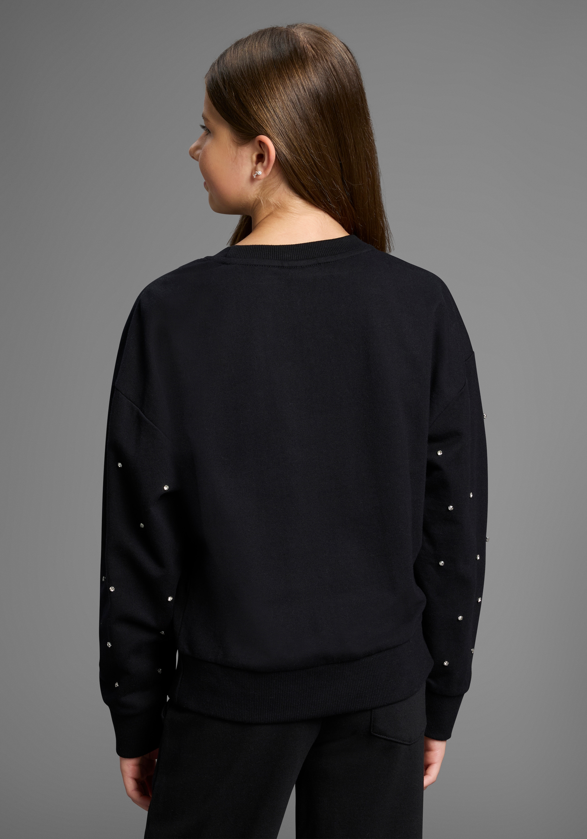 Bruno Banani Sweatshirt »Kurzes Sweatshirt mit Strass-Steinen« NEU! BRUNO BANANI für TEENS. Trendiges Shirt mit Strass-Steinen