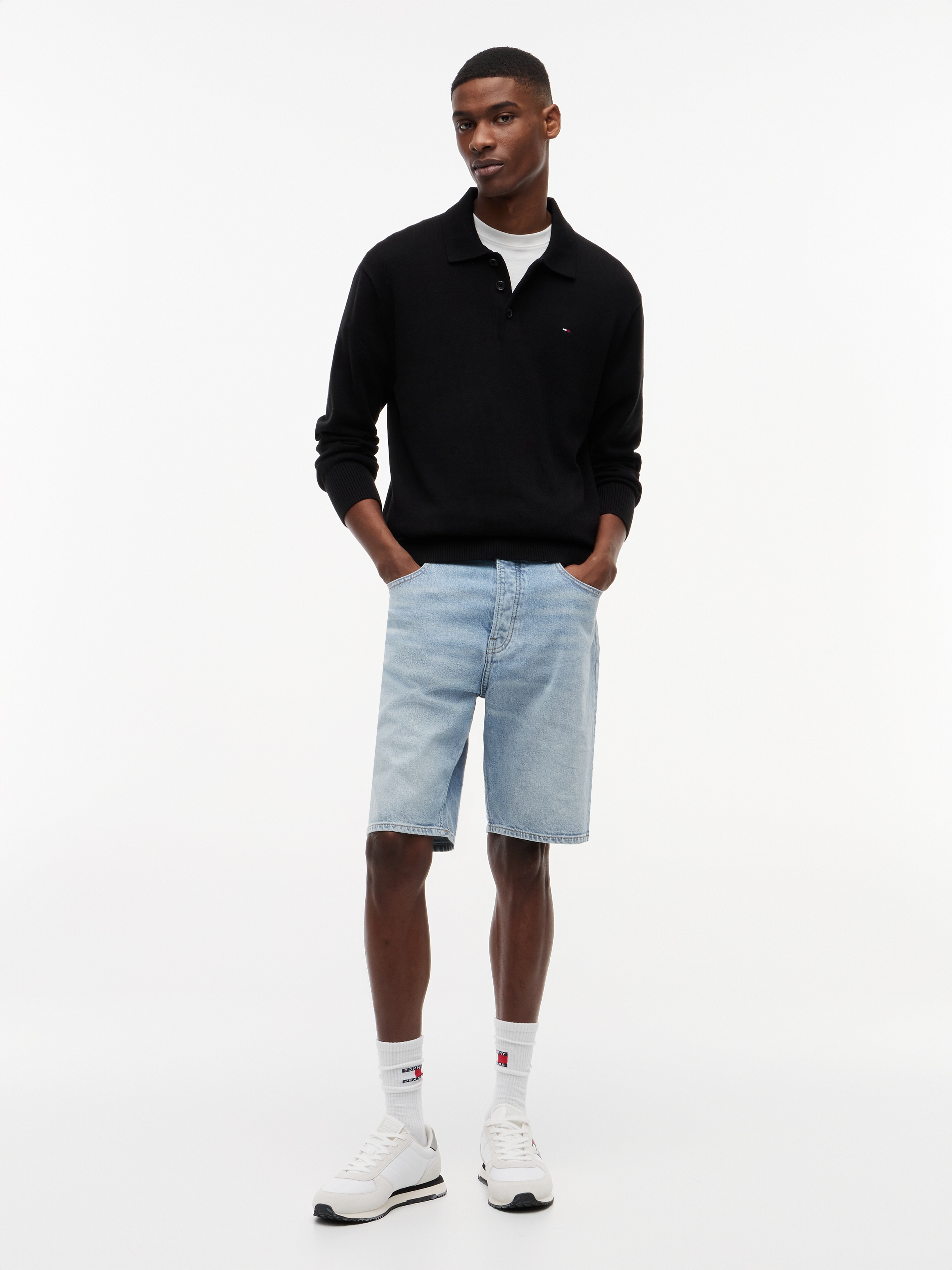 Tommy Jeans Polokragenpullover »TJM SLIM ESSENTIAL POLO SWEATER« mit Logostickerei