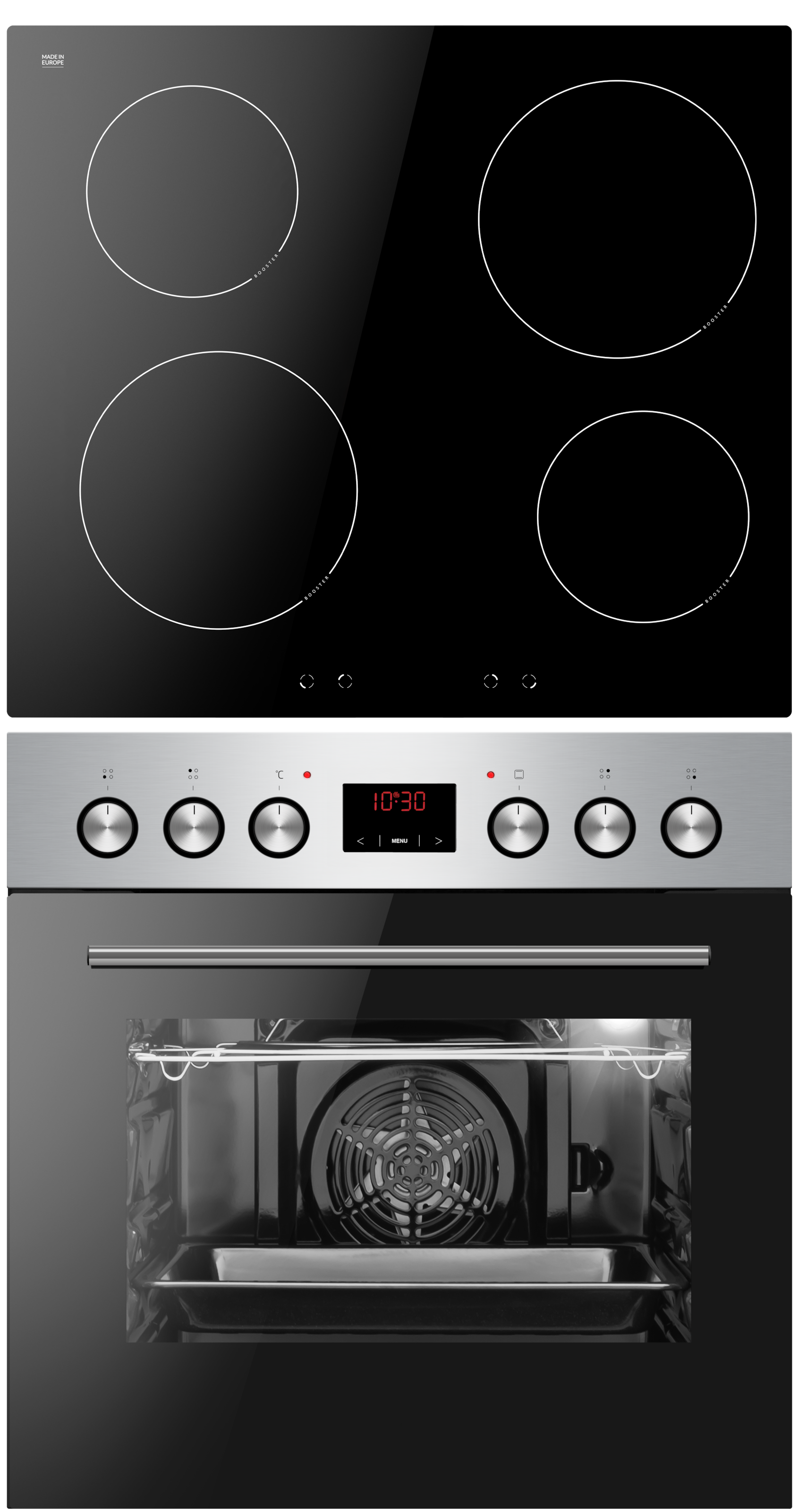 Amica Induktions Herd-Set »EHI 935 333 E« Steam Clean Backofen;Induktionskochfeld, 1 Stk. tlg. Alles im Griff: Timer, klare Sicht, schnell sauber