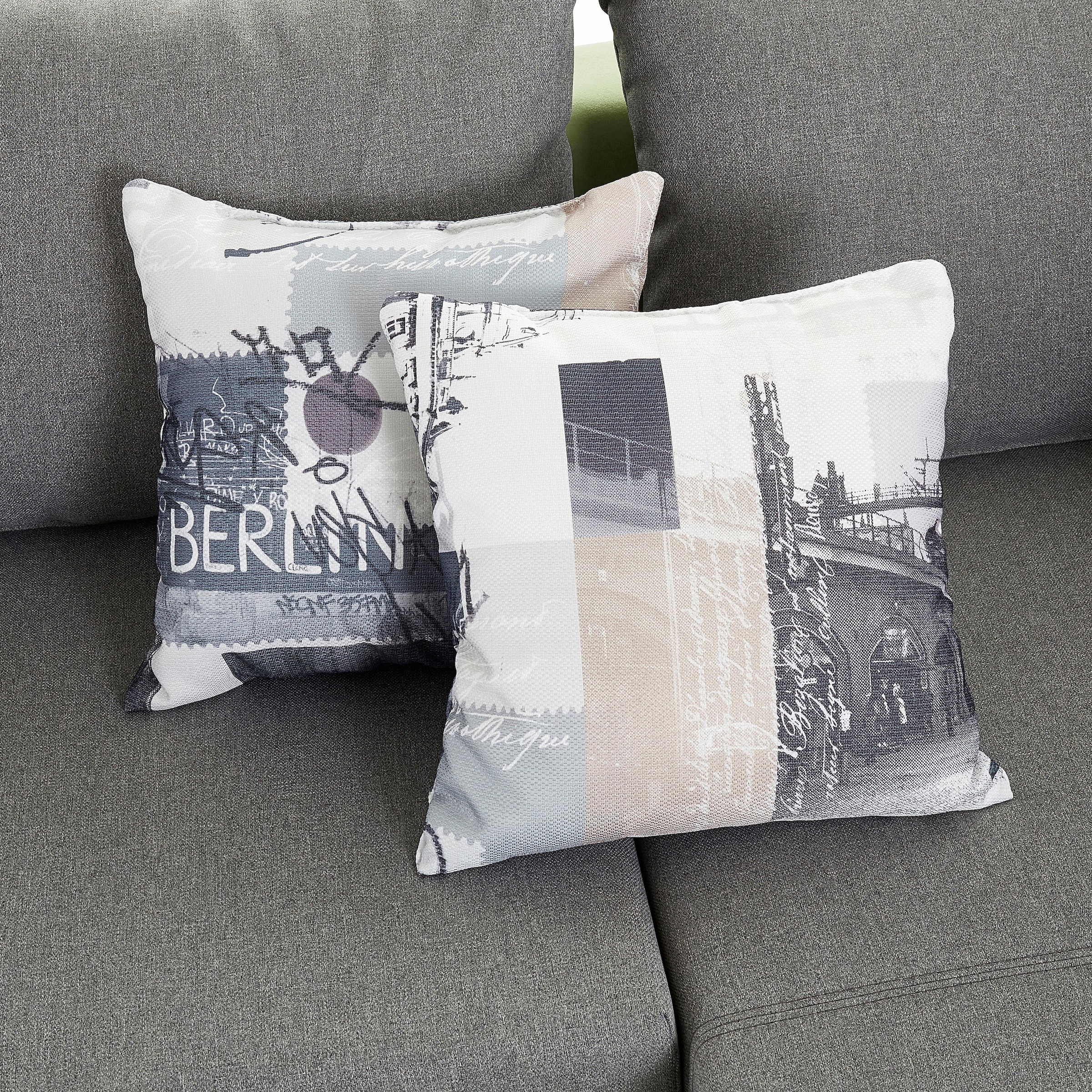 Ecksofa John mit Bettfunktion, Bettkasten und Regalarmteil