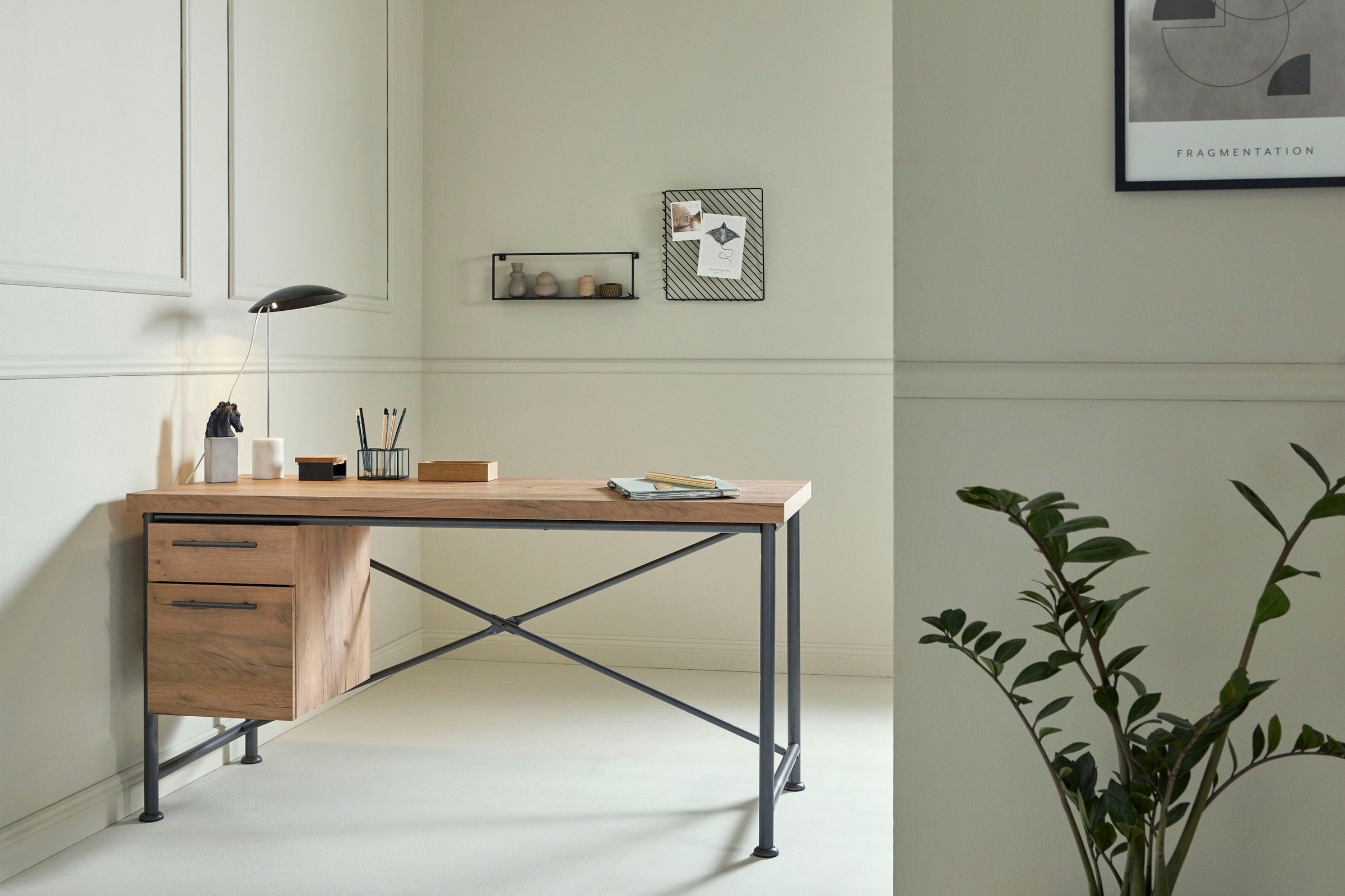 Jahnke Schreibtisch »CRAFT«, Schreibtisch im Industrie-Design, wechselseitig montierbar