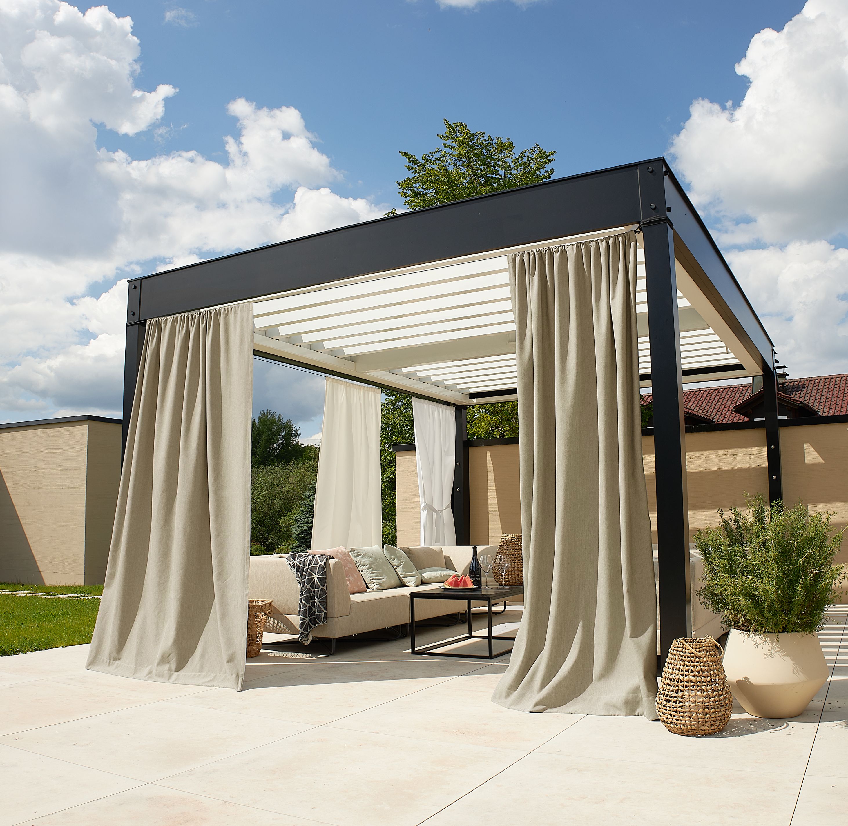 Neutex for you "Outdoorvorhang SOLERO" Stangendurchzug 1 Stk. tlg. Uni Outdoorvorhang mit leichter Struktur